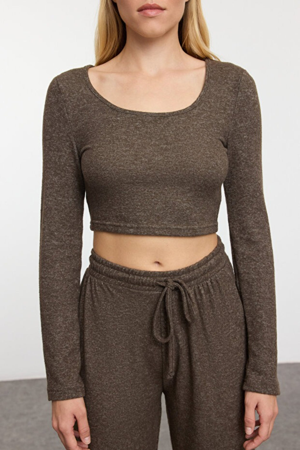 2-Piece Soft Crop Top & Wide Leg Knit Set
