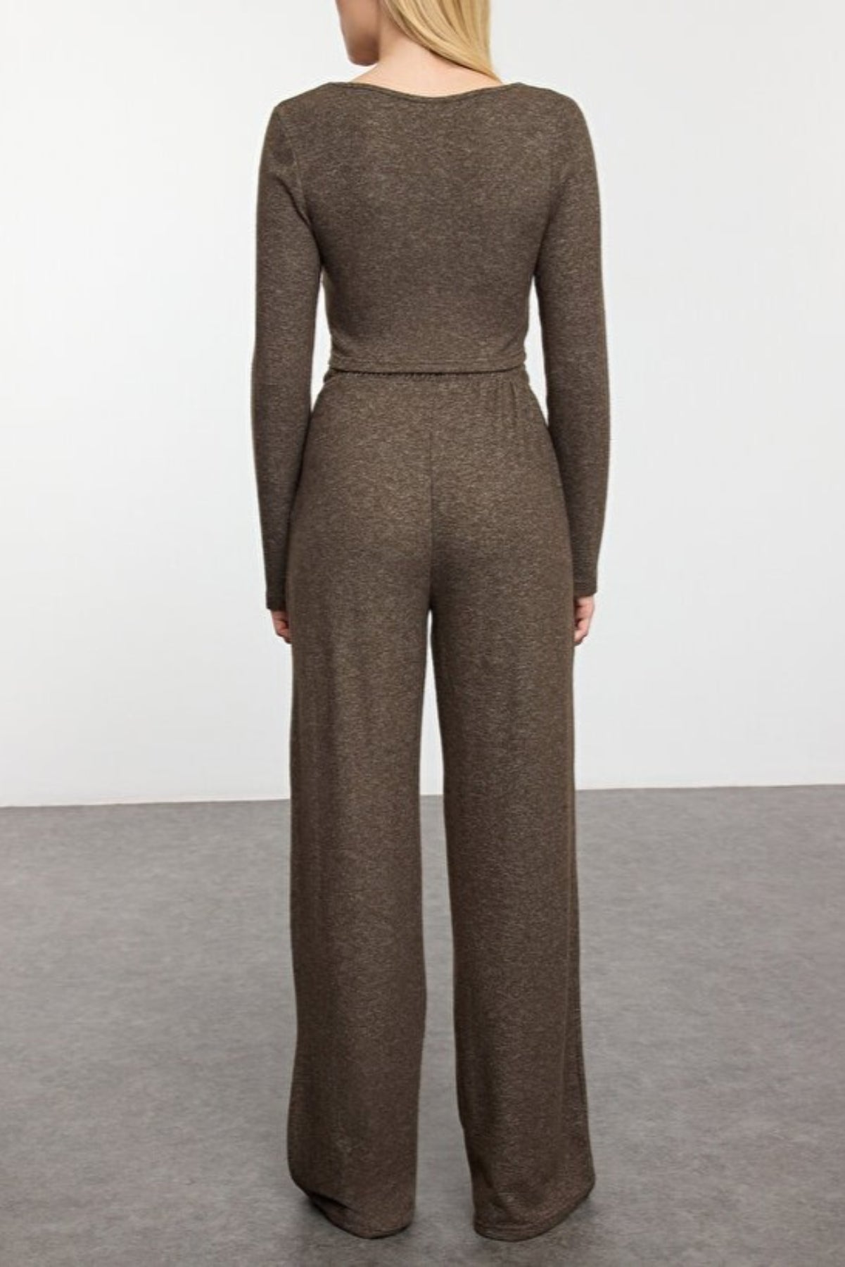 2-Piece Soft Crop Top & Wide Leg Knit Set