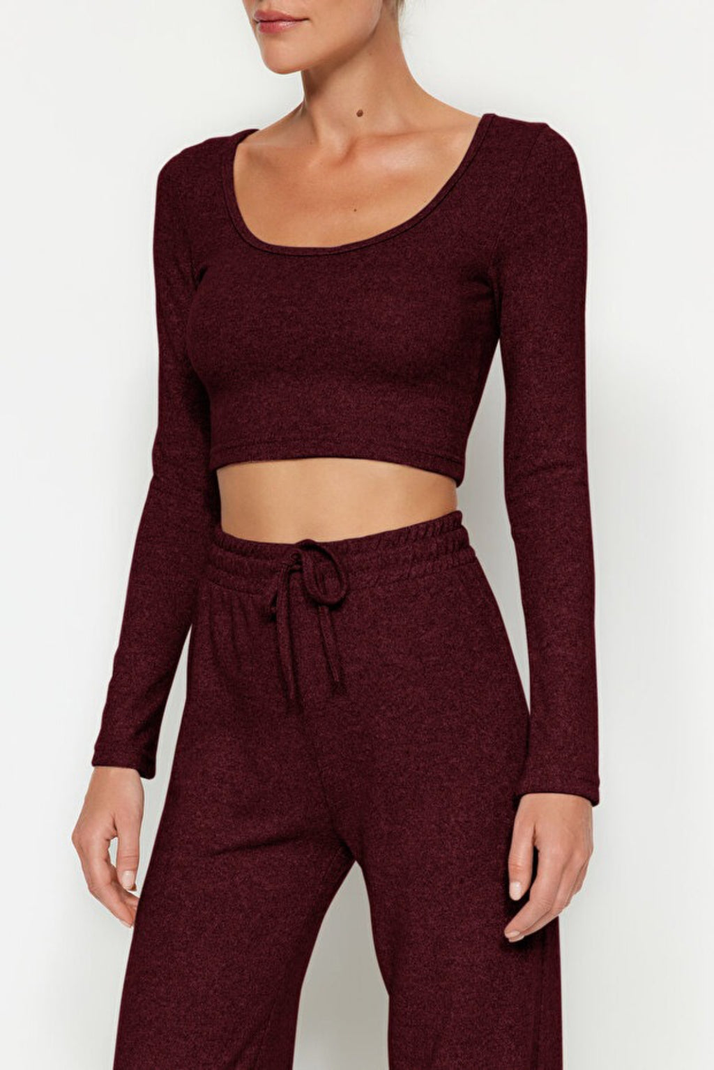 2-Piece Soft Crop Top & Wide Leg Knit Set