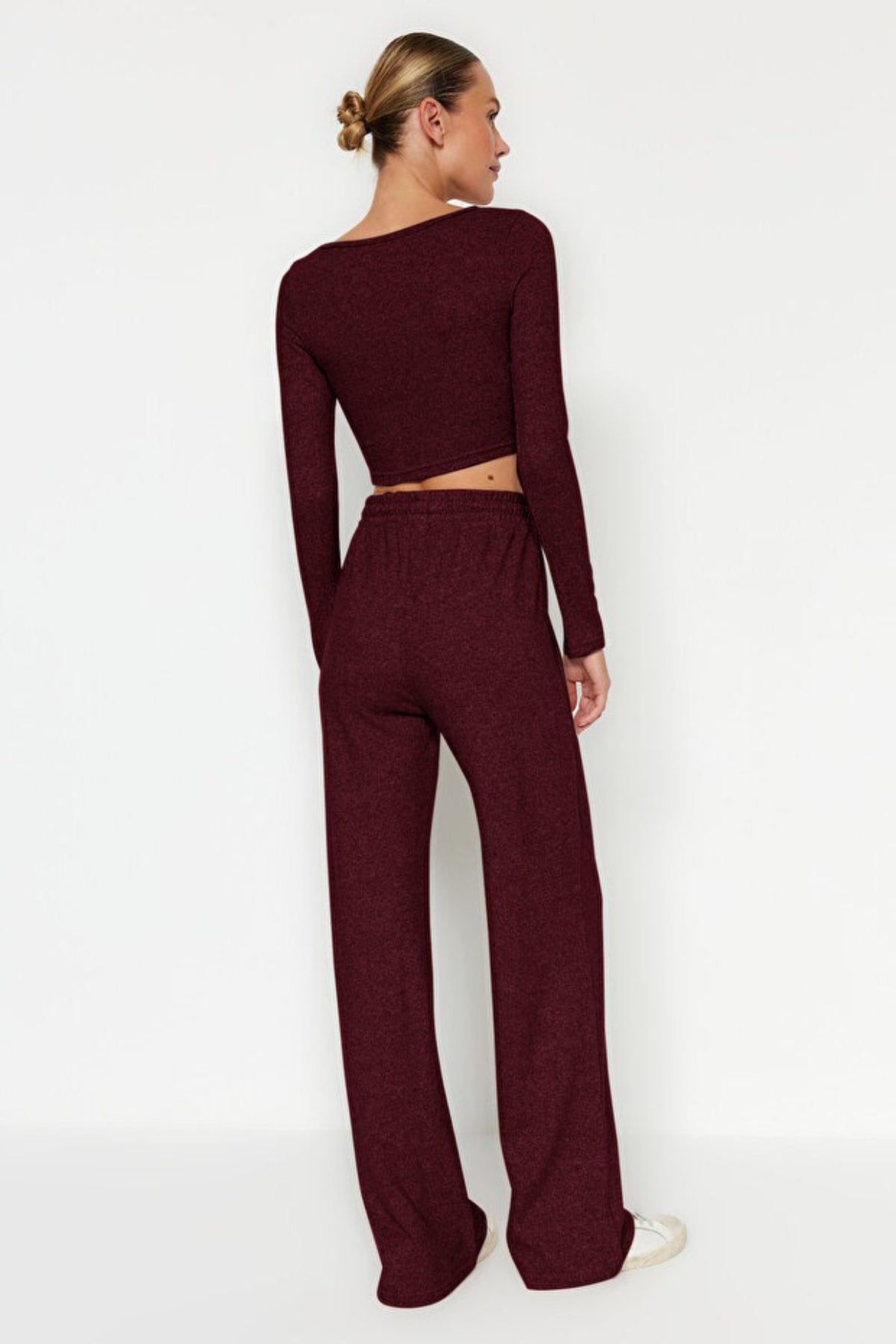 2-Piece Soft Crop Top & Wide Leg Knit Set