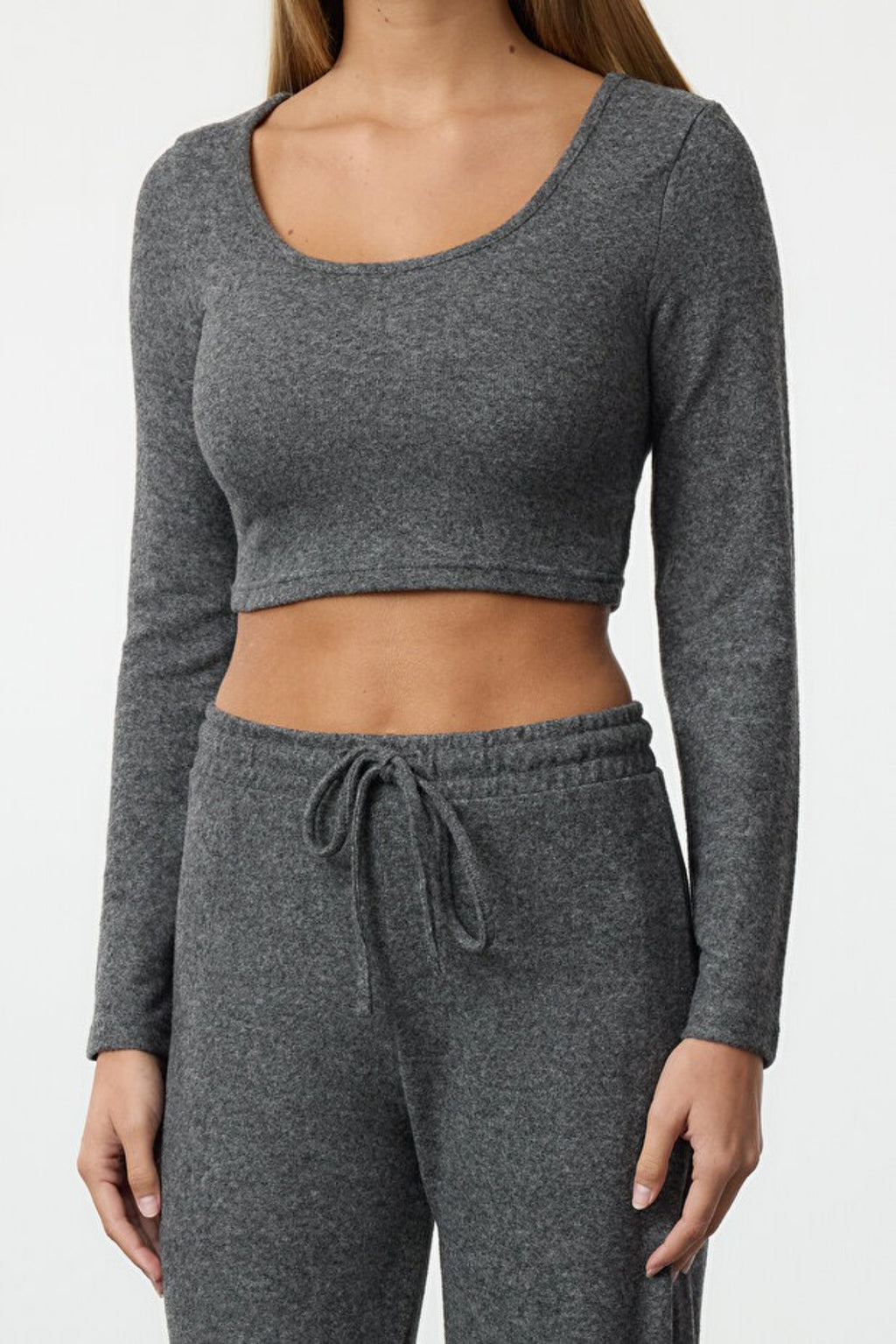 2-Piece Soft Crop Top & Wide Leg Knit Set