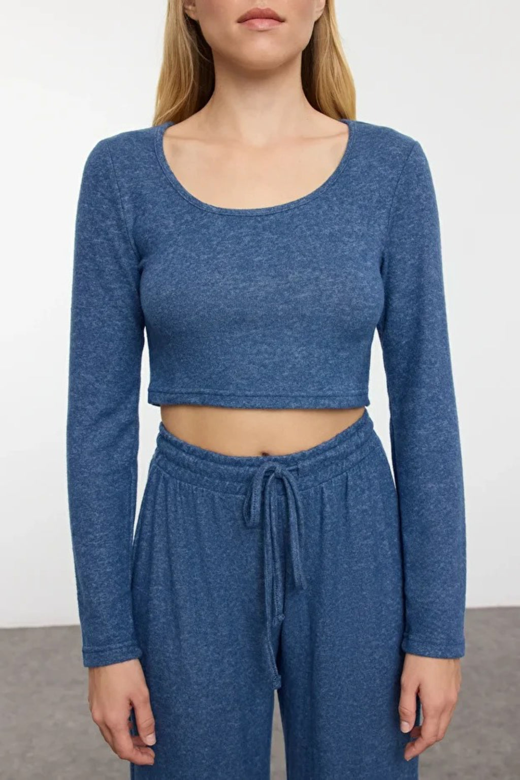 2-Piece Soft Crop Top & Wide Leg Knit Set