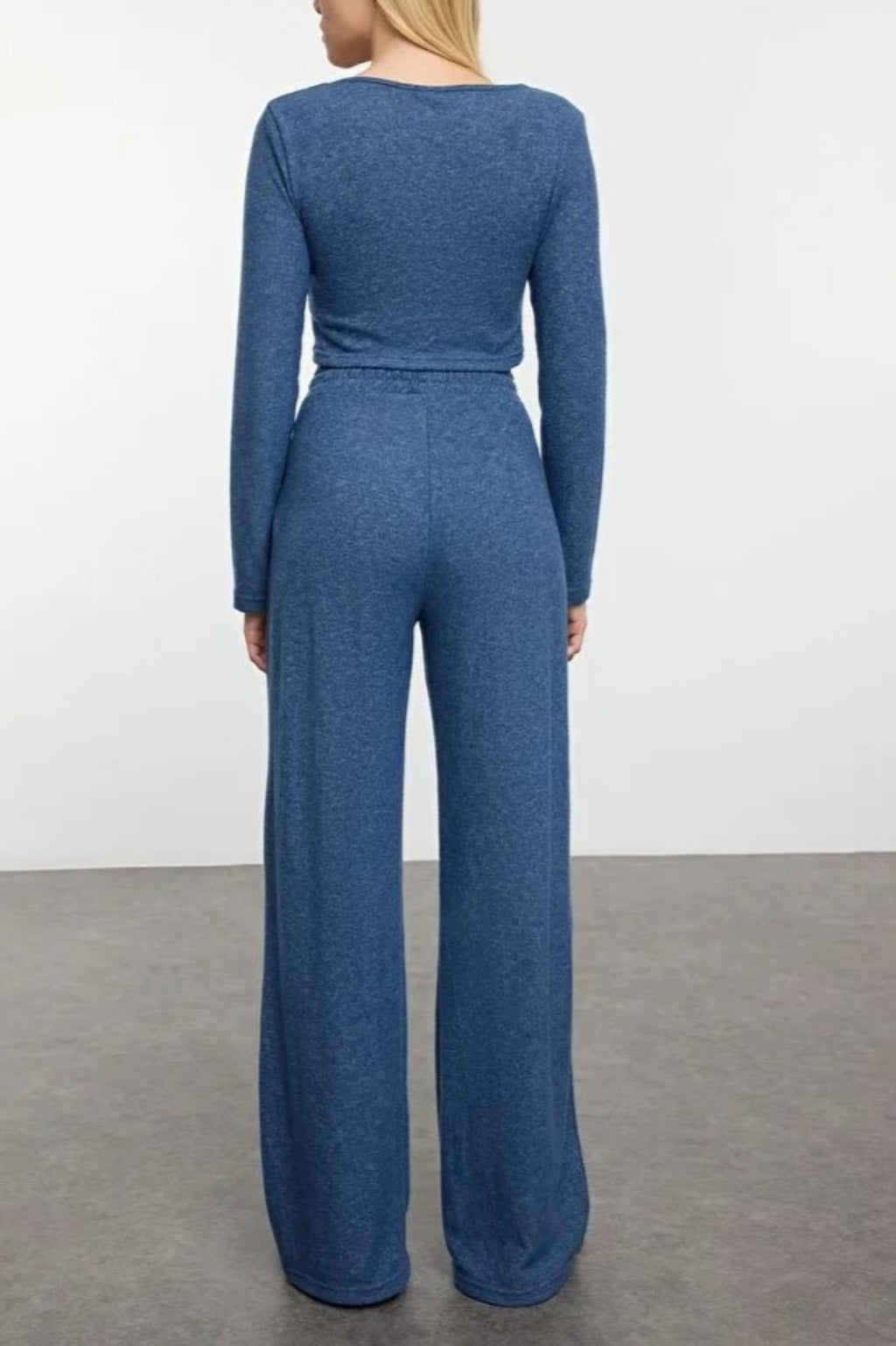 2-Piece Soft Crop Top & Wide Leg Knit Set