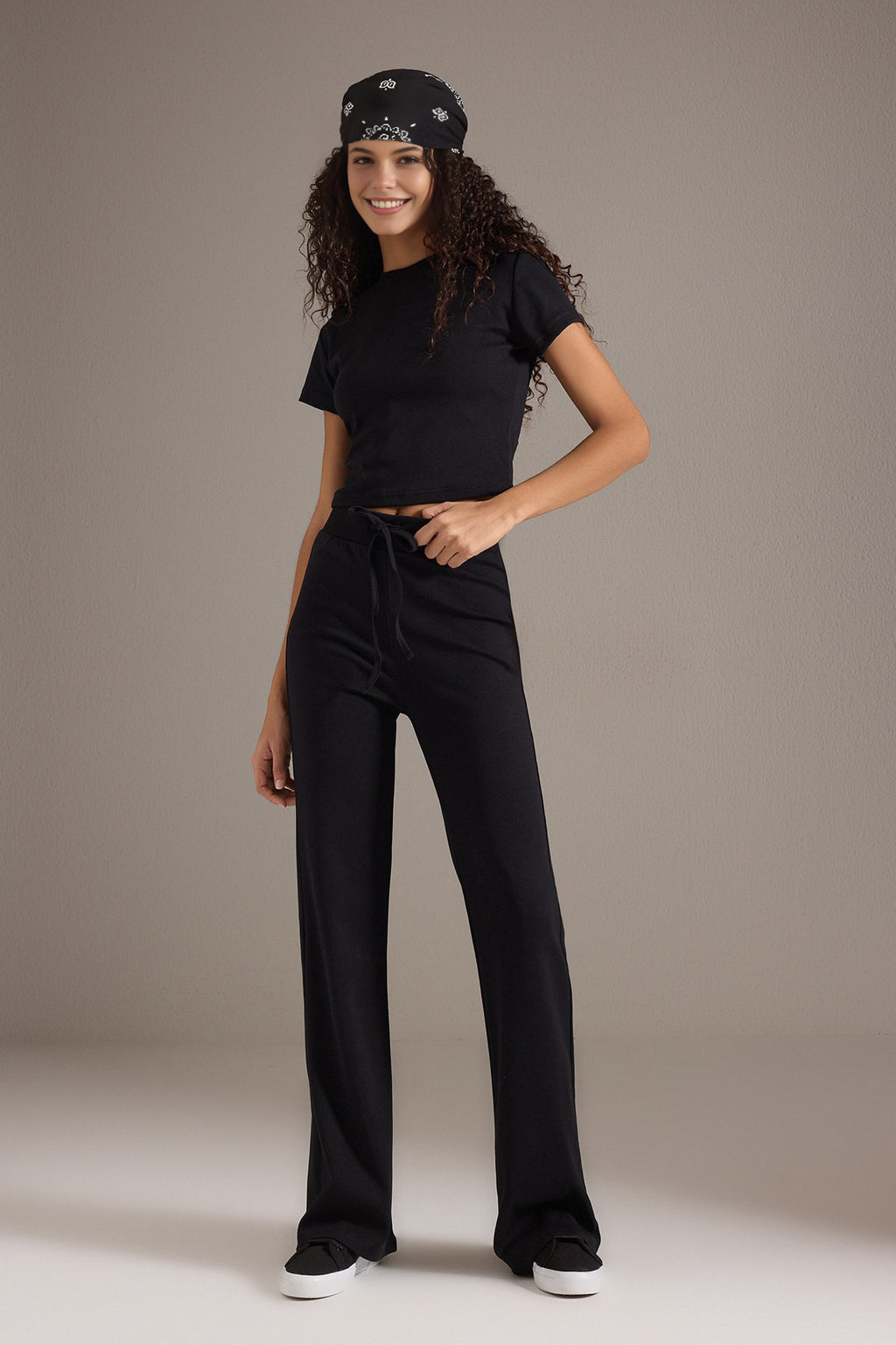 2-Piece Fitted Stretch Woven Top & Pants Set
