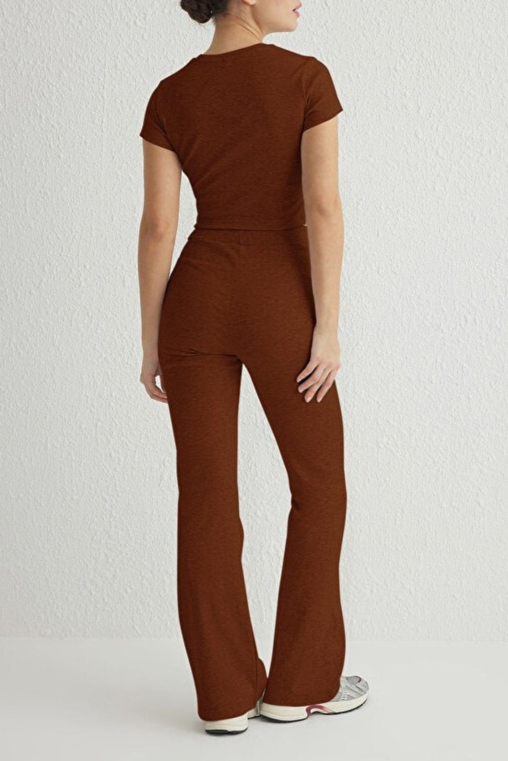 2-Piece Fitted Stretch Woven Top & Pants Set
