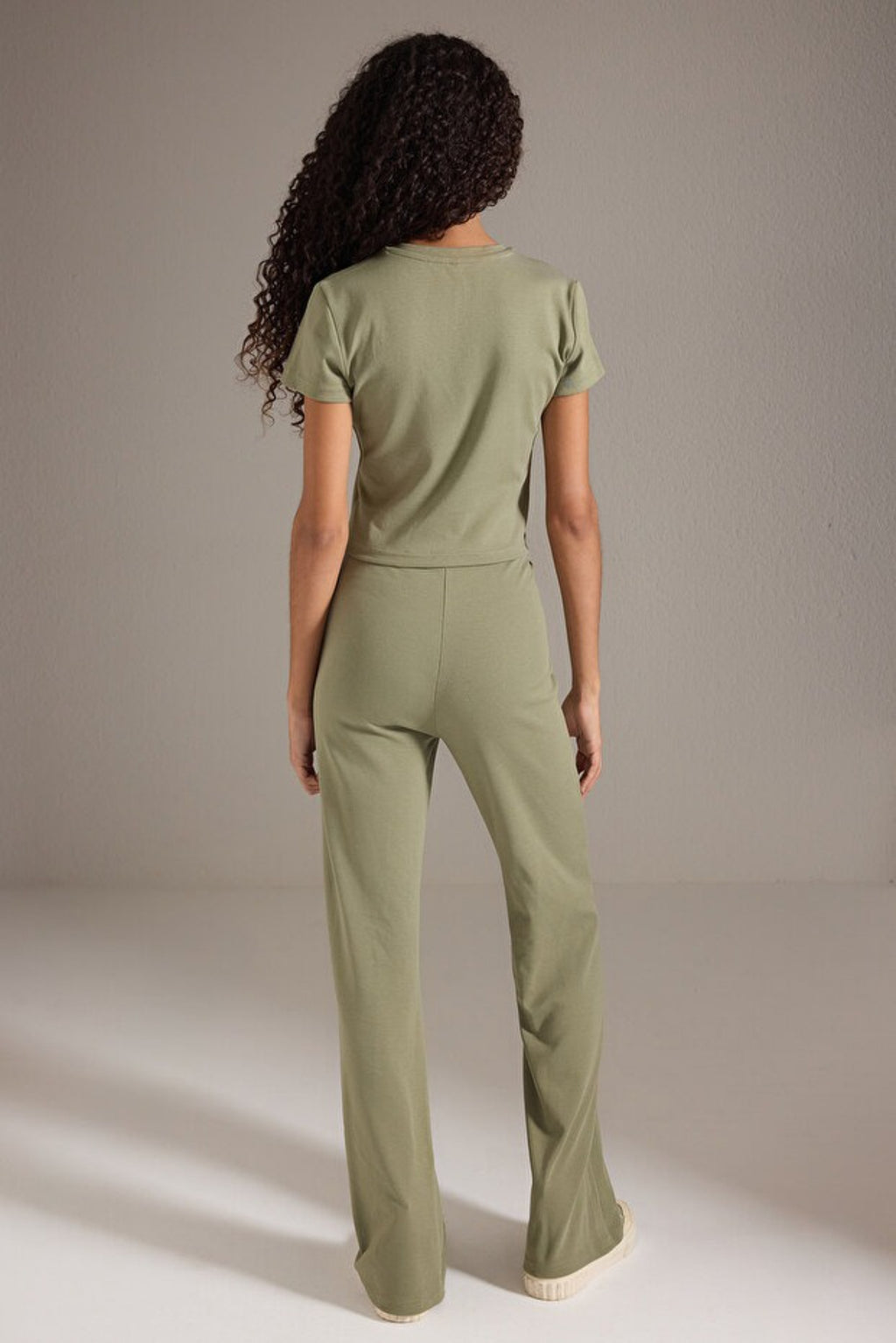 2-Piece Fitted Stretch Woven Top & Pants Set