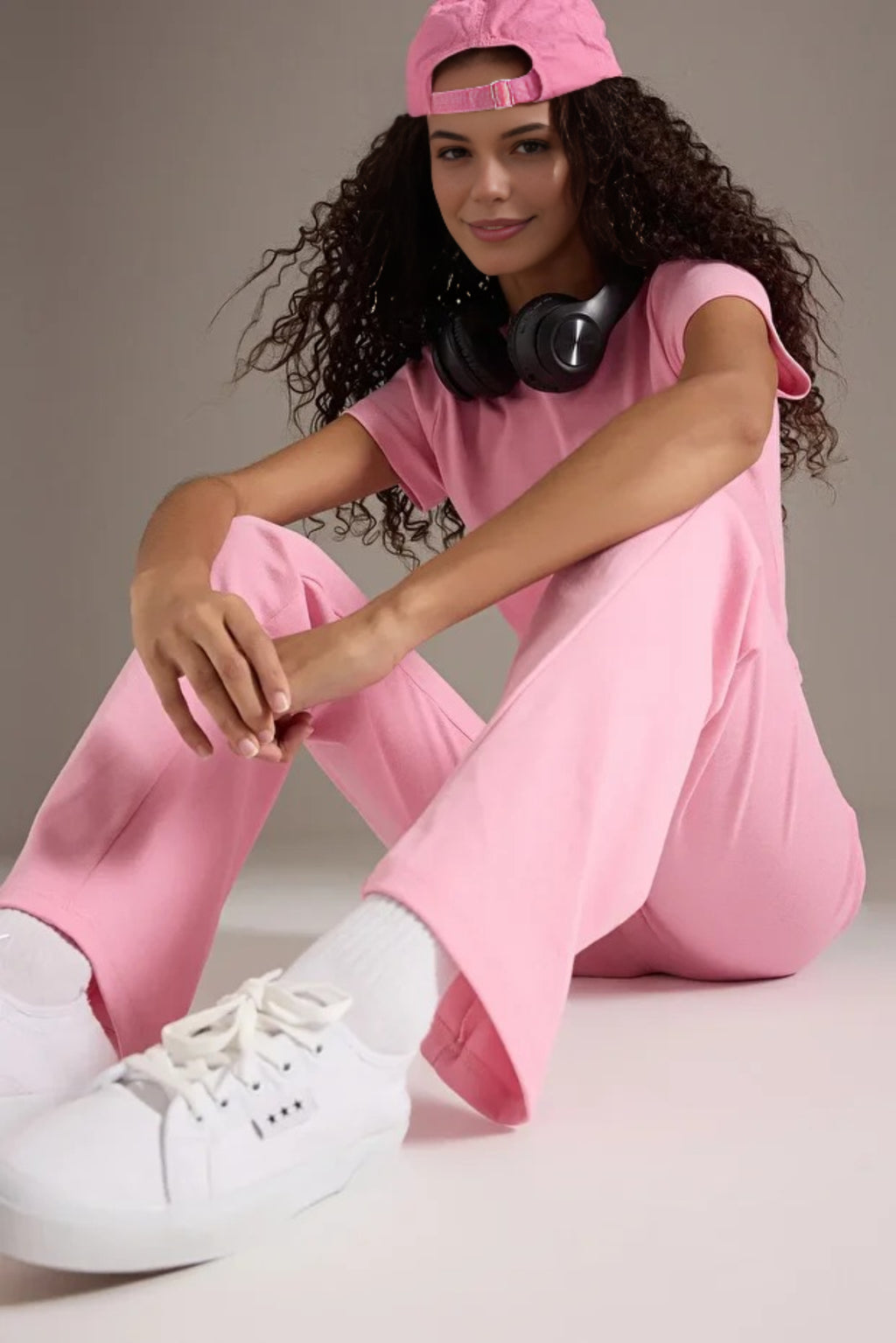 2-Piece Fitted Stretch Woven Top & Pants Set