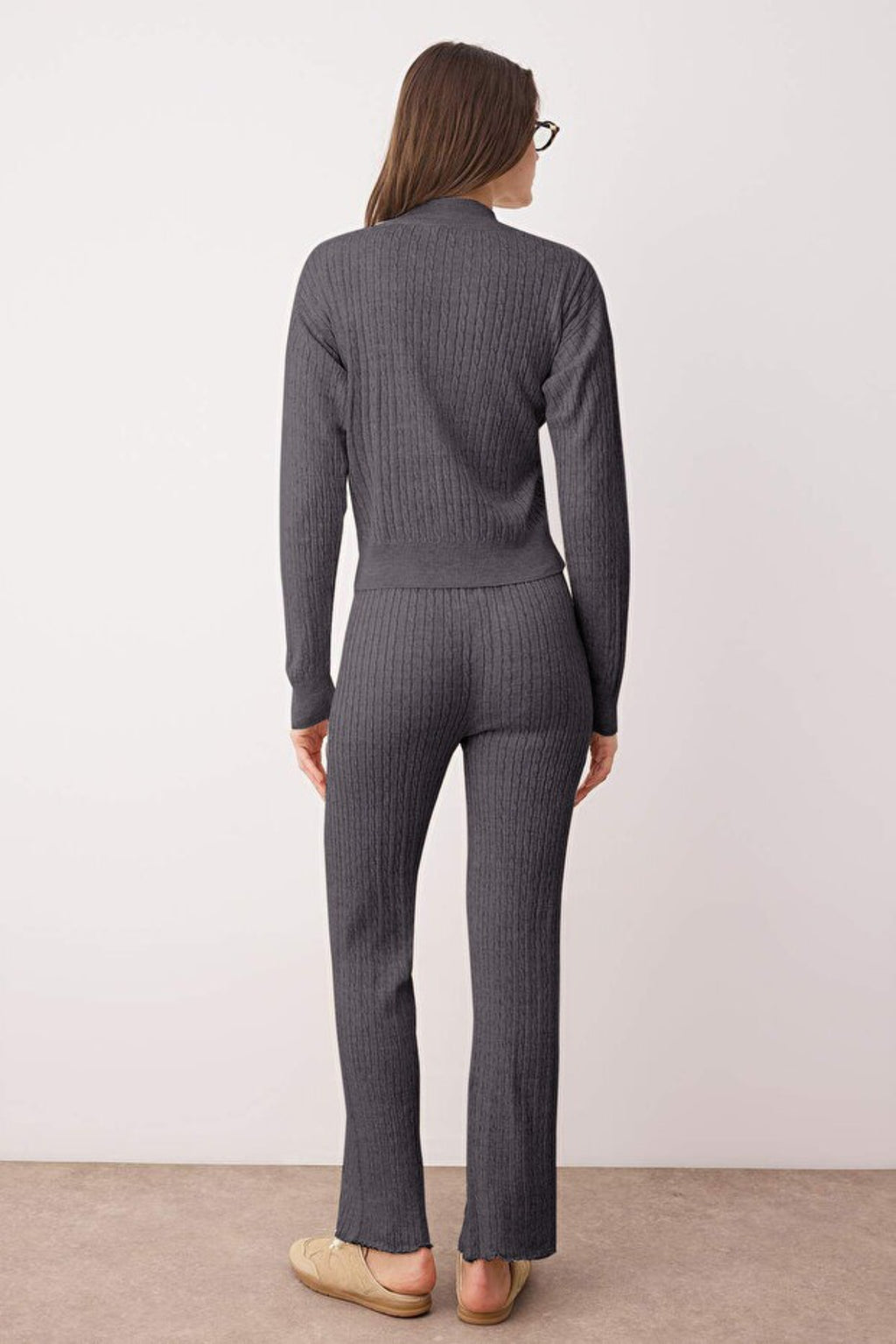 2-Piece Zip-Up Knit Top & Pants Set