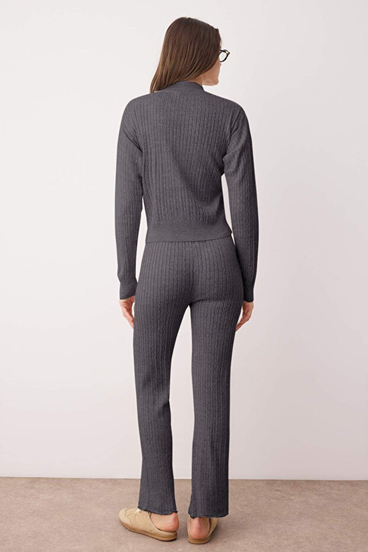 2-Piece Zip-Up Knit Top & Pants Set