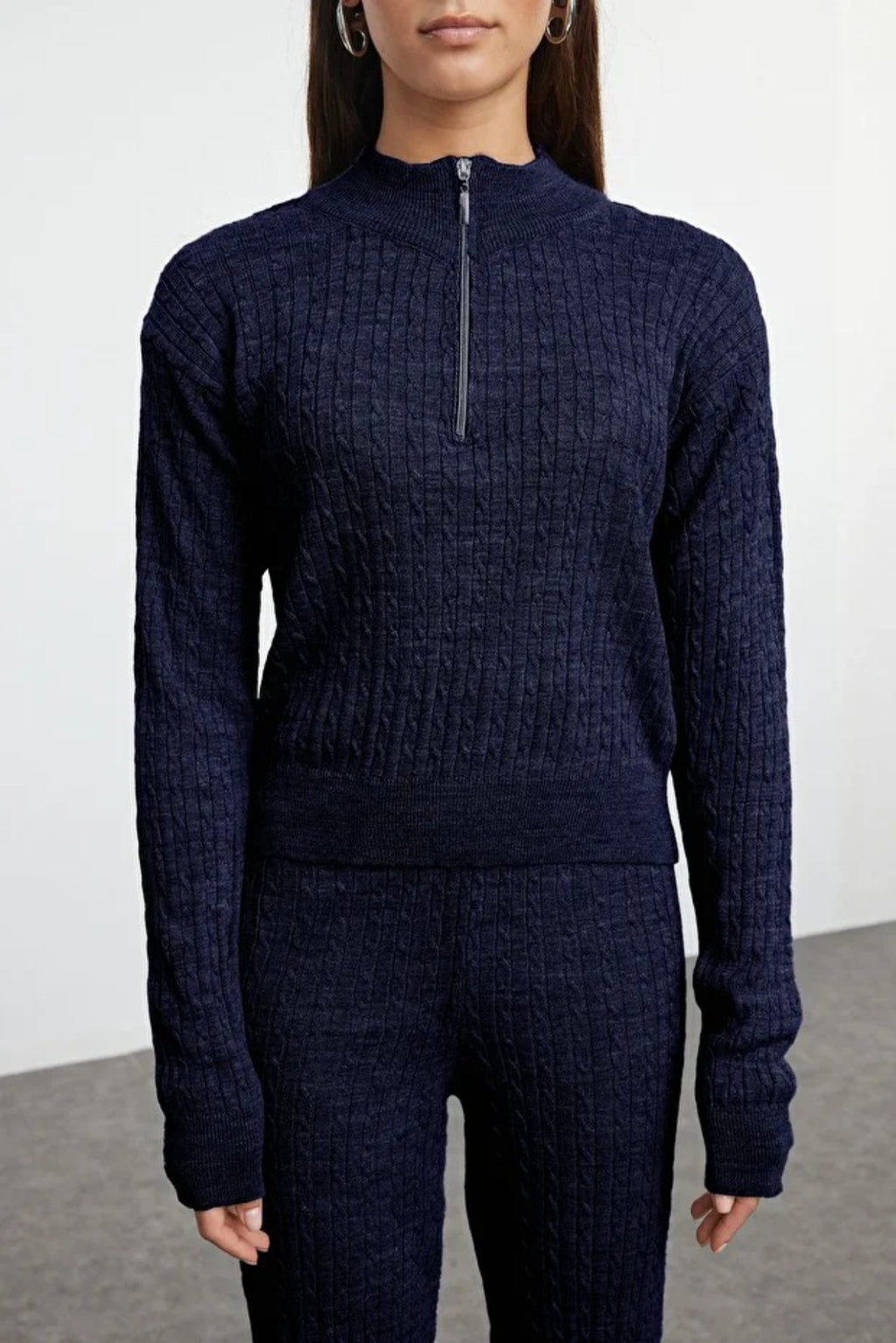 2-Piece Zip-Up Knit Top & Pants Set