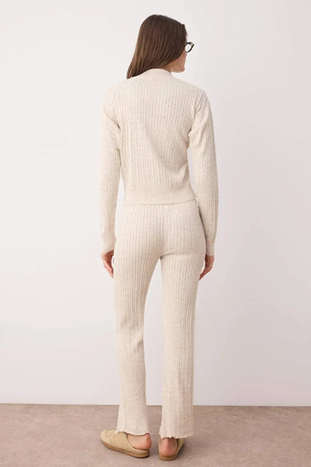 2-Piece Zip-Up Knit Top & Pants Set