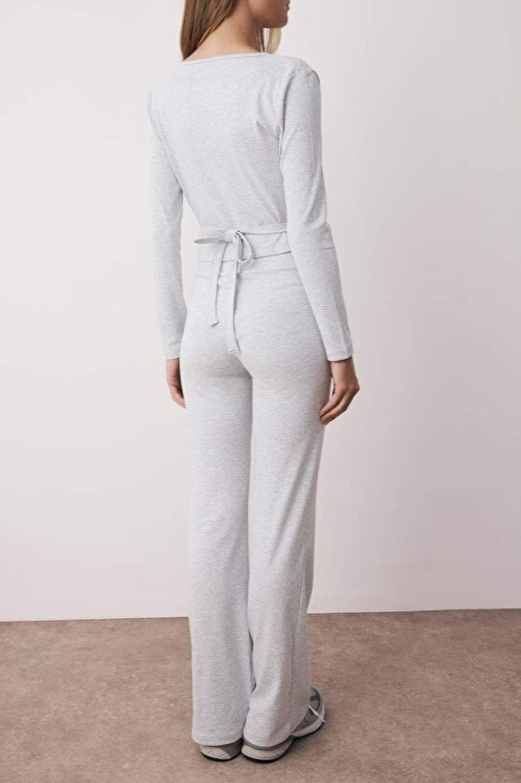 2-Piece Slim Fit Long Sleeve Stretch Knit Set with Wrap Closure