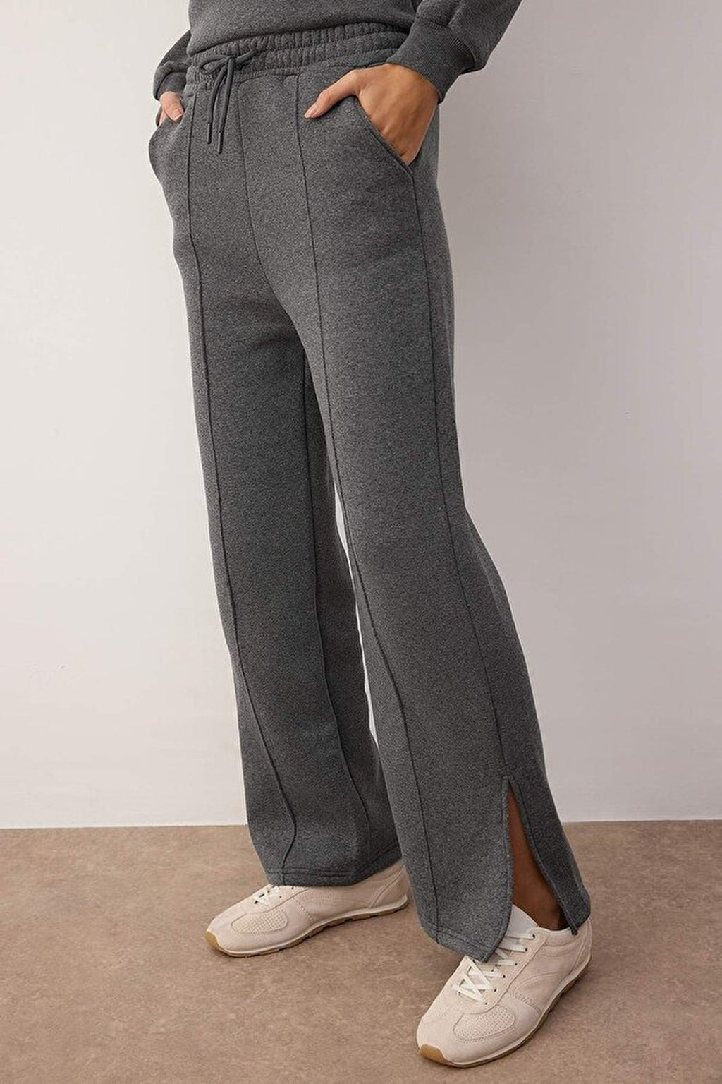 2-Piece Crew Neck Oversized Knit Top & Wide Leg Pants Set