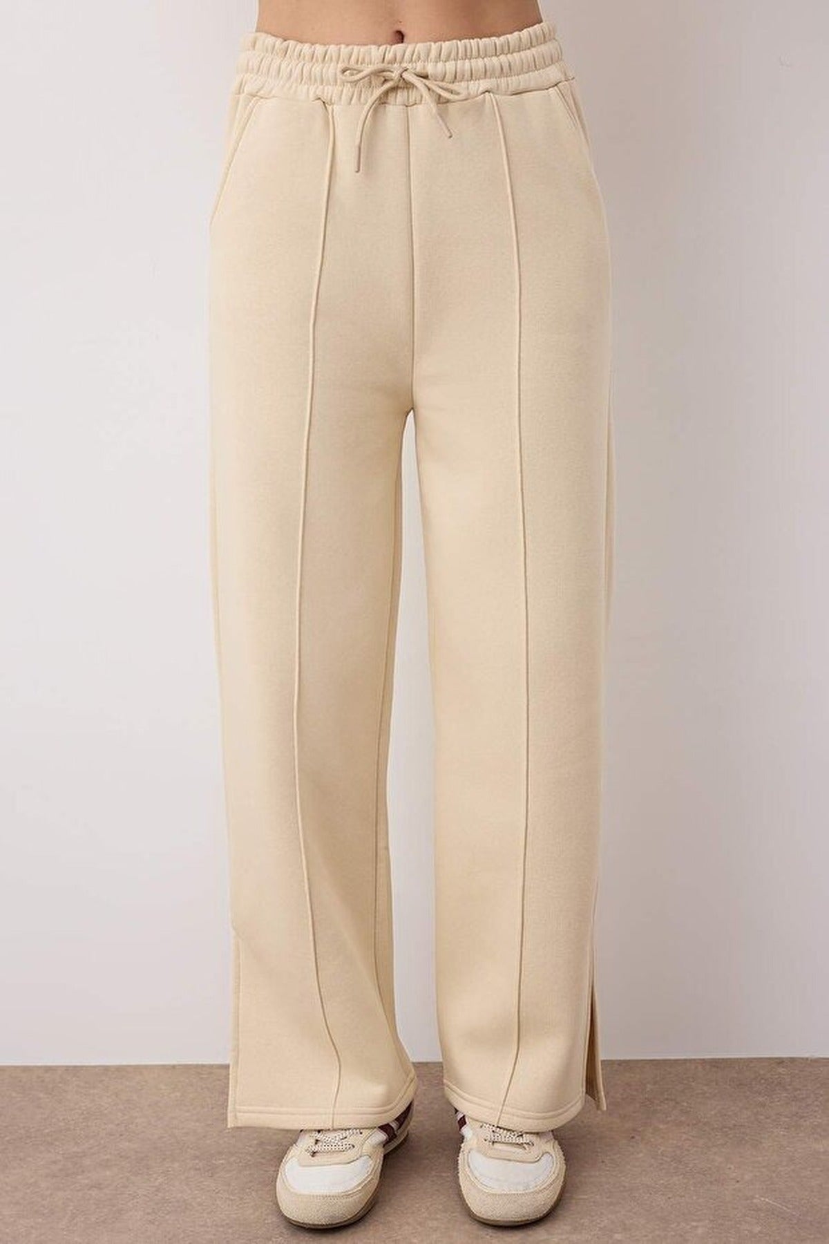 2-Piece Crew Neck Oversized Knit Top & Wide Leg Pants Set