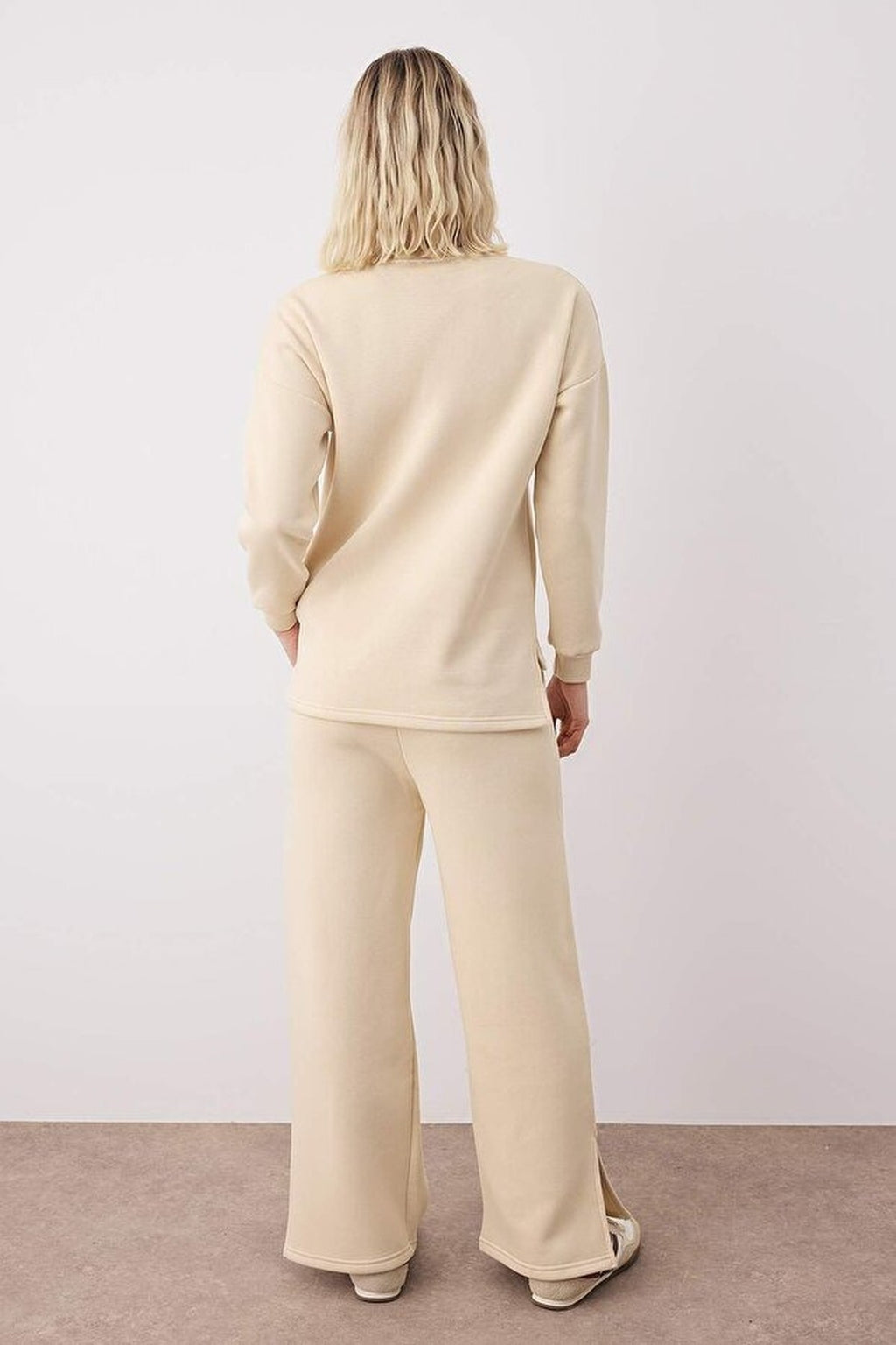2-Piece Crew Neck Oversized Knit Top & Wide Leg Pants Set