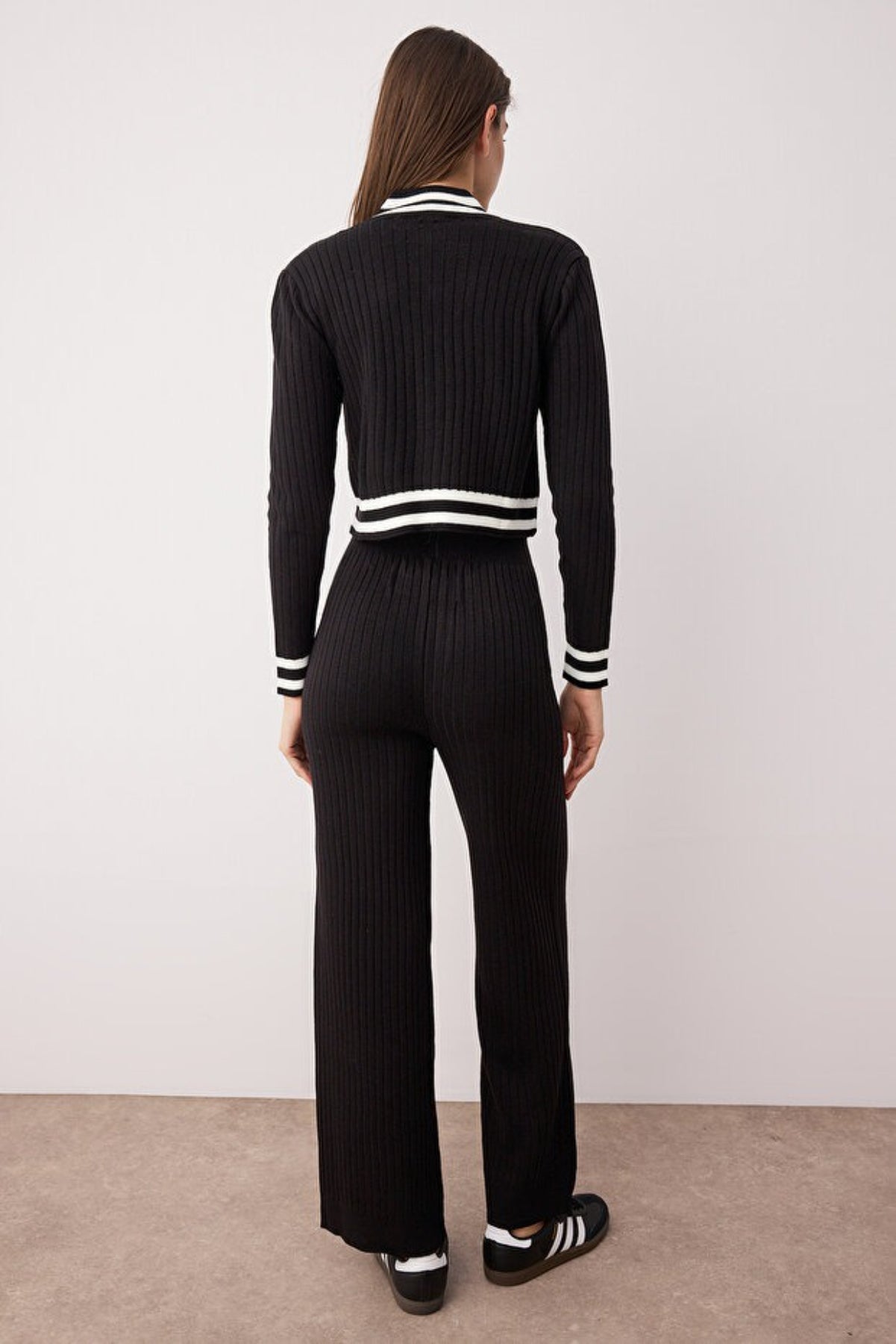 2-Piece Zip-Up Knit Top & Pants Set