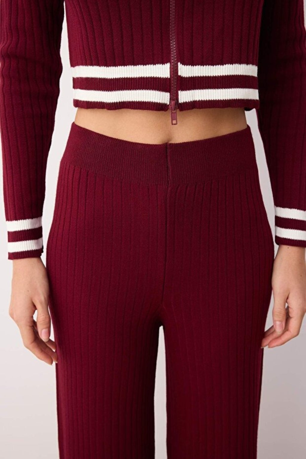 2-Piece Zip-Up Knit Top & Pants Set