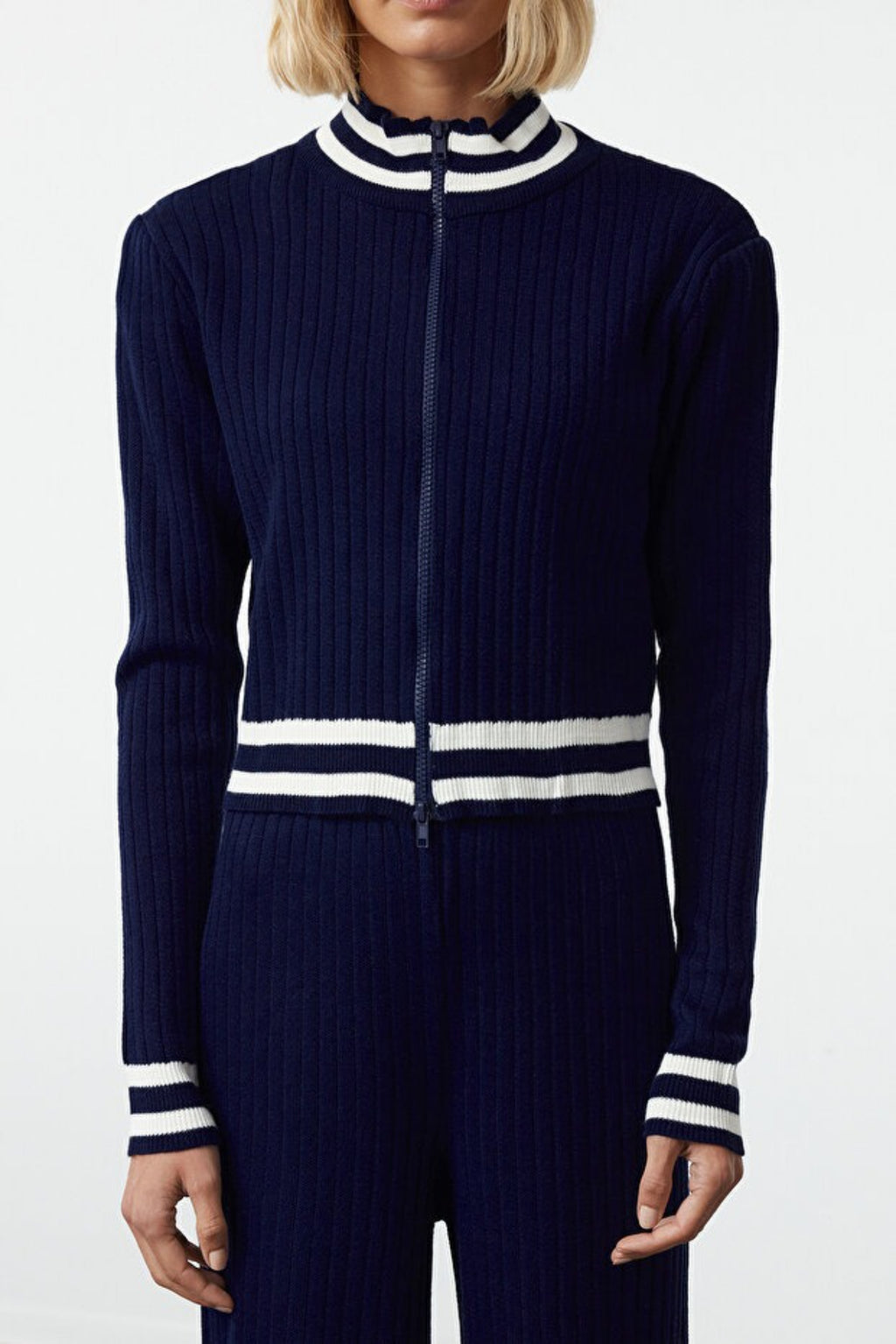 2-Piece Zip-Up Knit Top & Pants Set