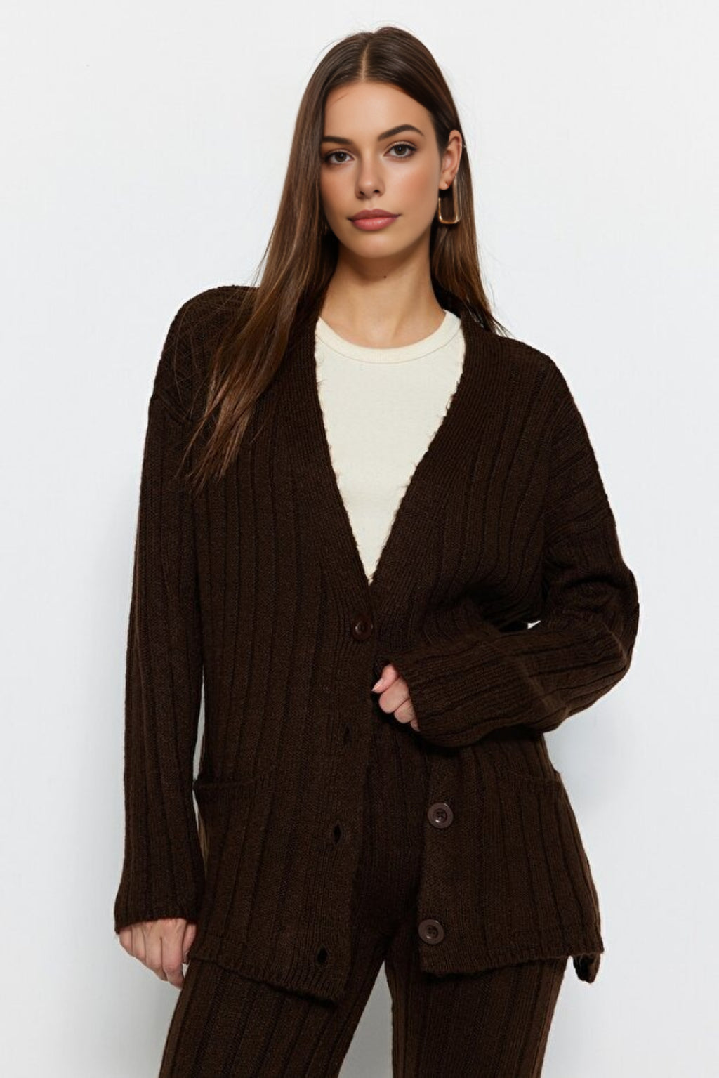 2-Piece Loose Fit Soft Texture Knit Top & Pants Set