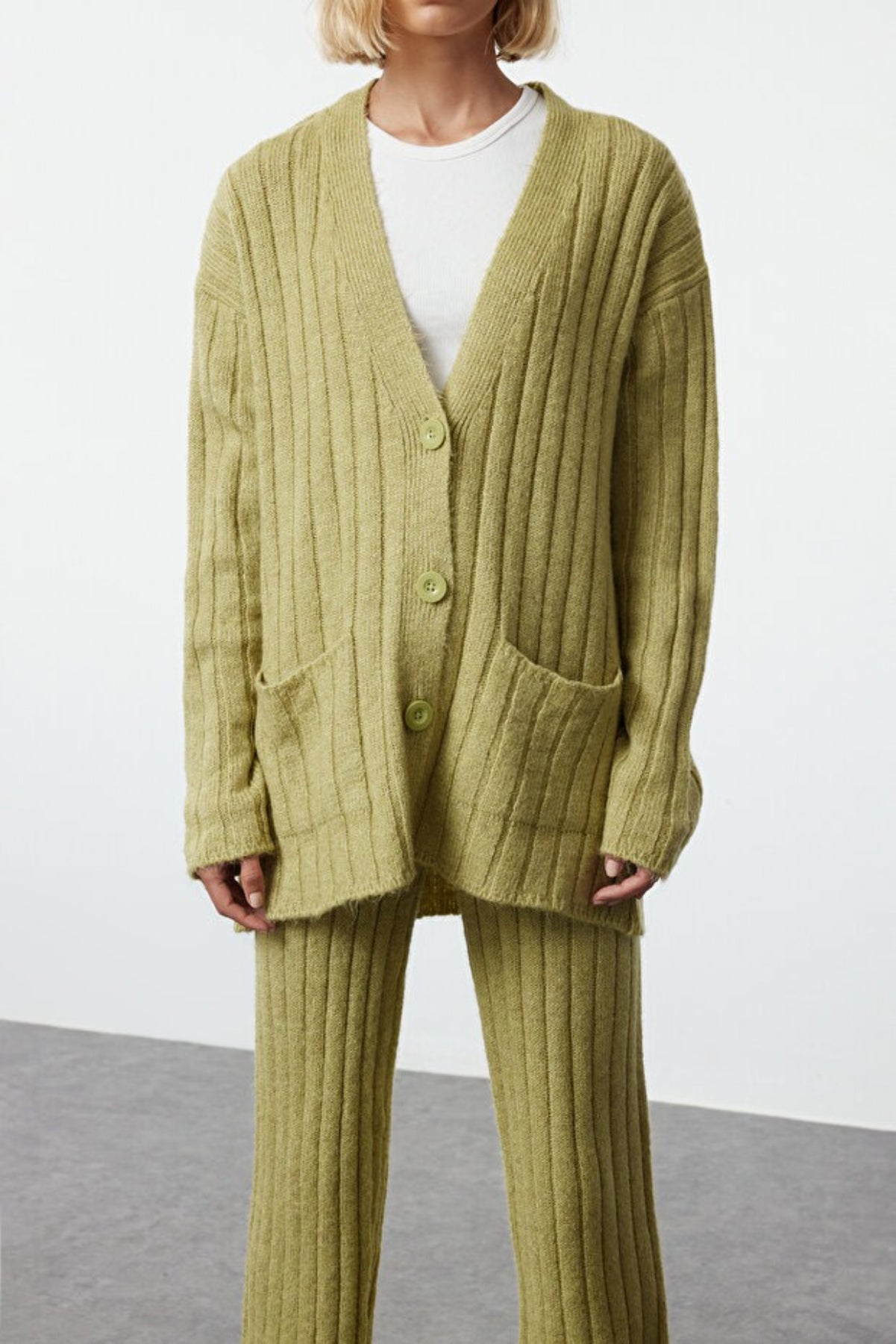 2-Piece Loose Fit Soft Texture Knit Top & Pants Set