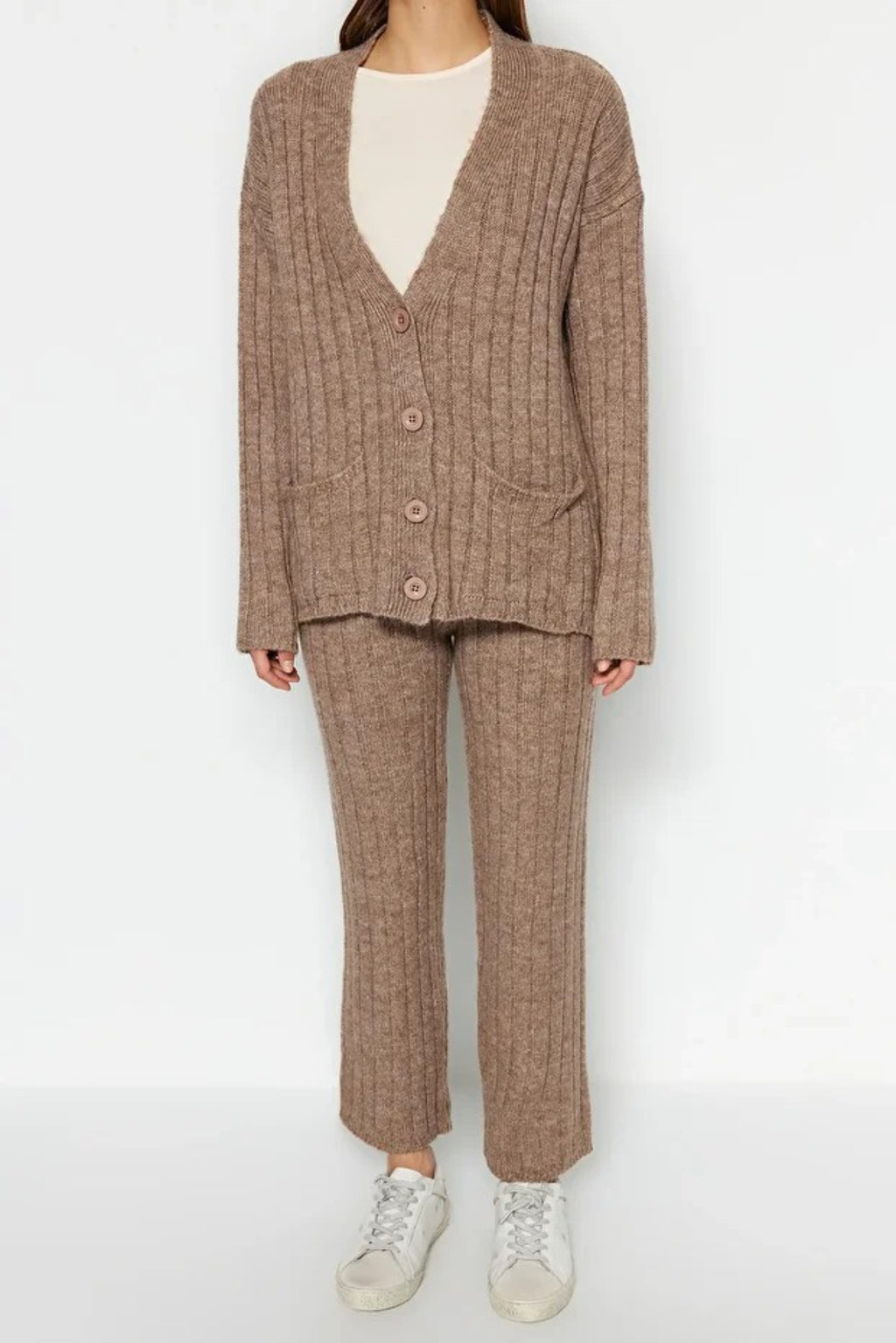 2-Piece Loose Fit Soft Texture Knit Top & Pants Set