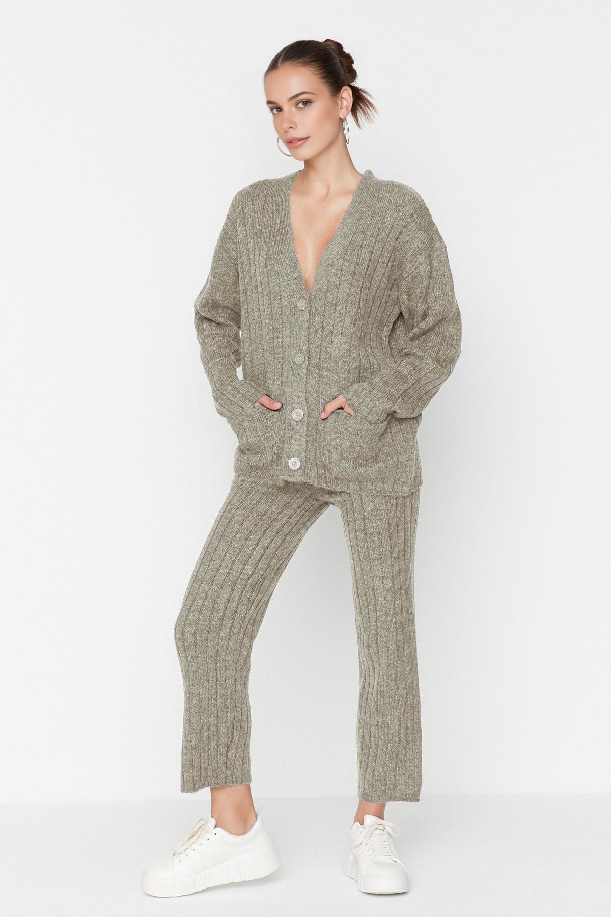 2-Piece Loose Fit Soft Texture Knit Top & Pants Set