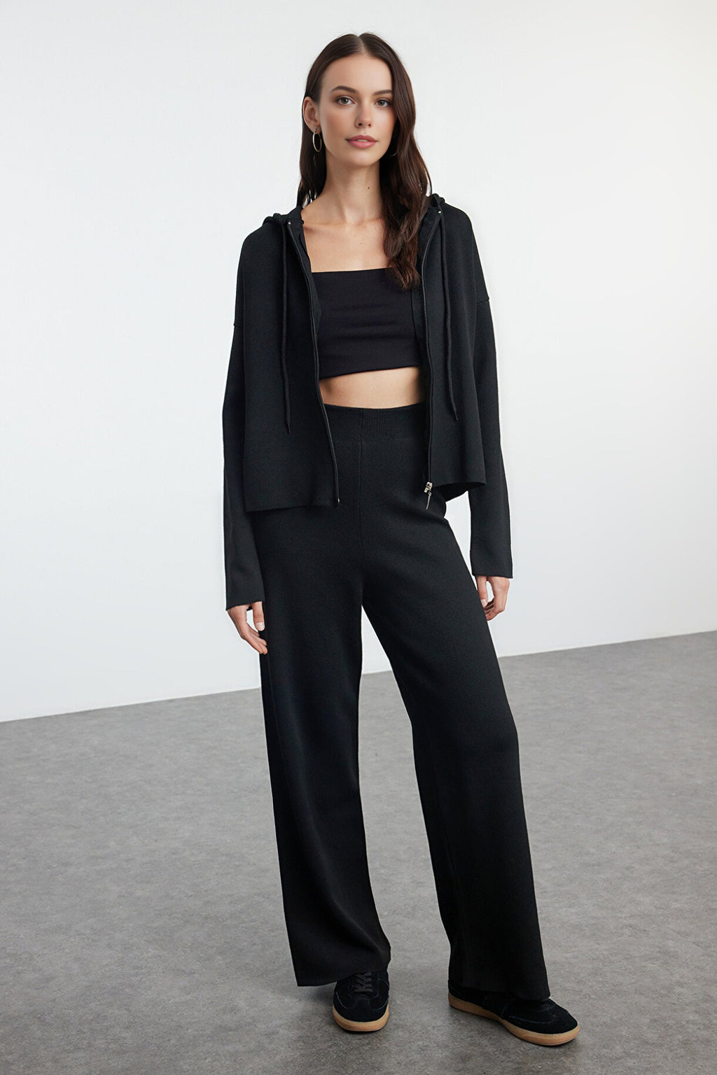 2-Piece Hooded Knit Top & Pants Set