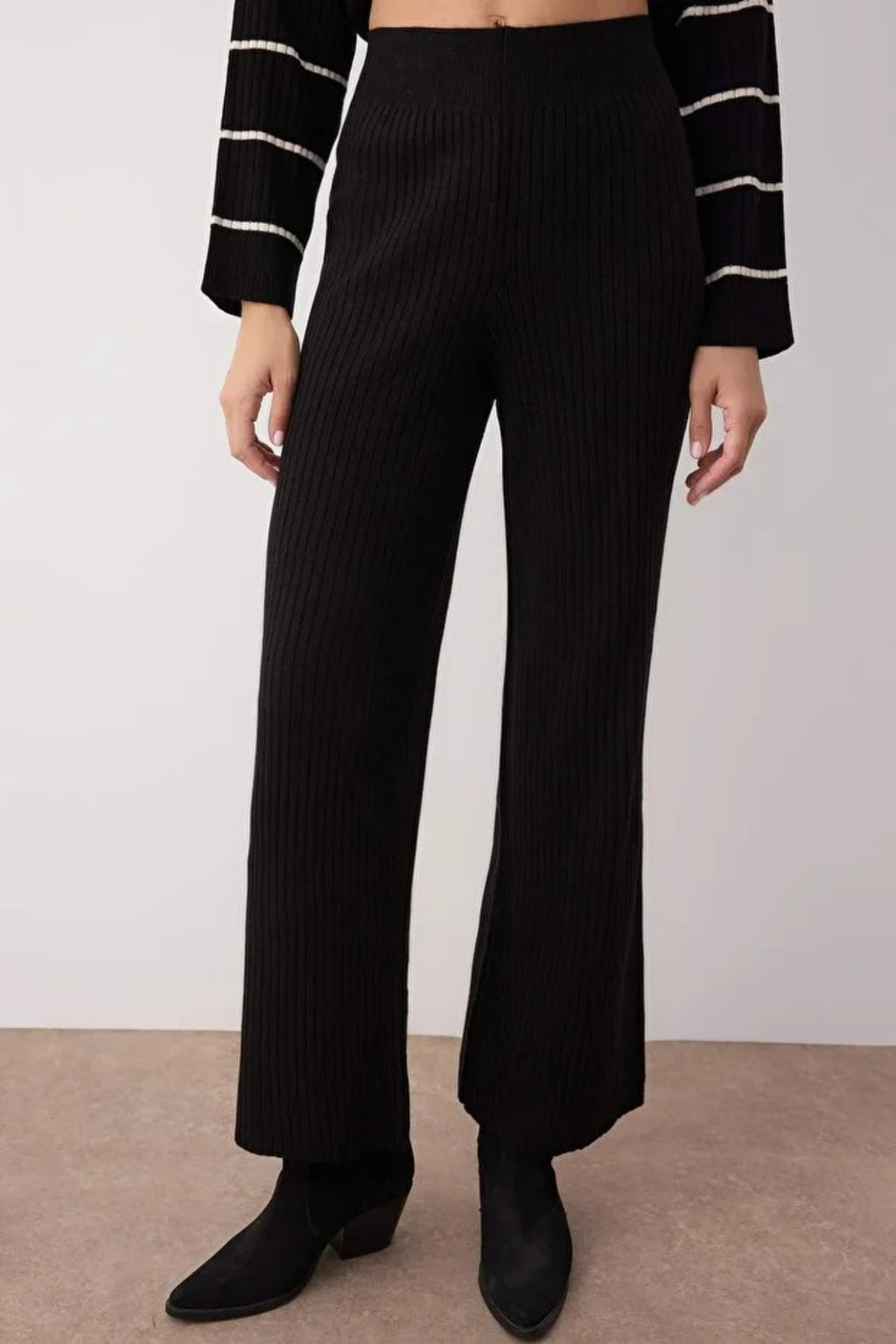 2-Piece Loose Fit Basic Ribbed Knit Top & Pants Set