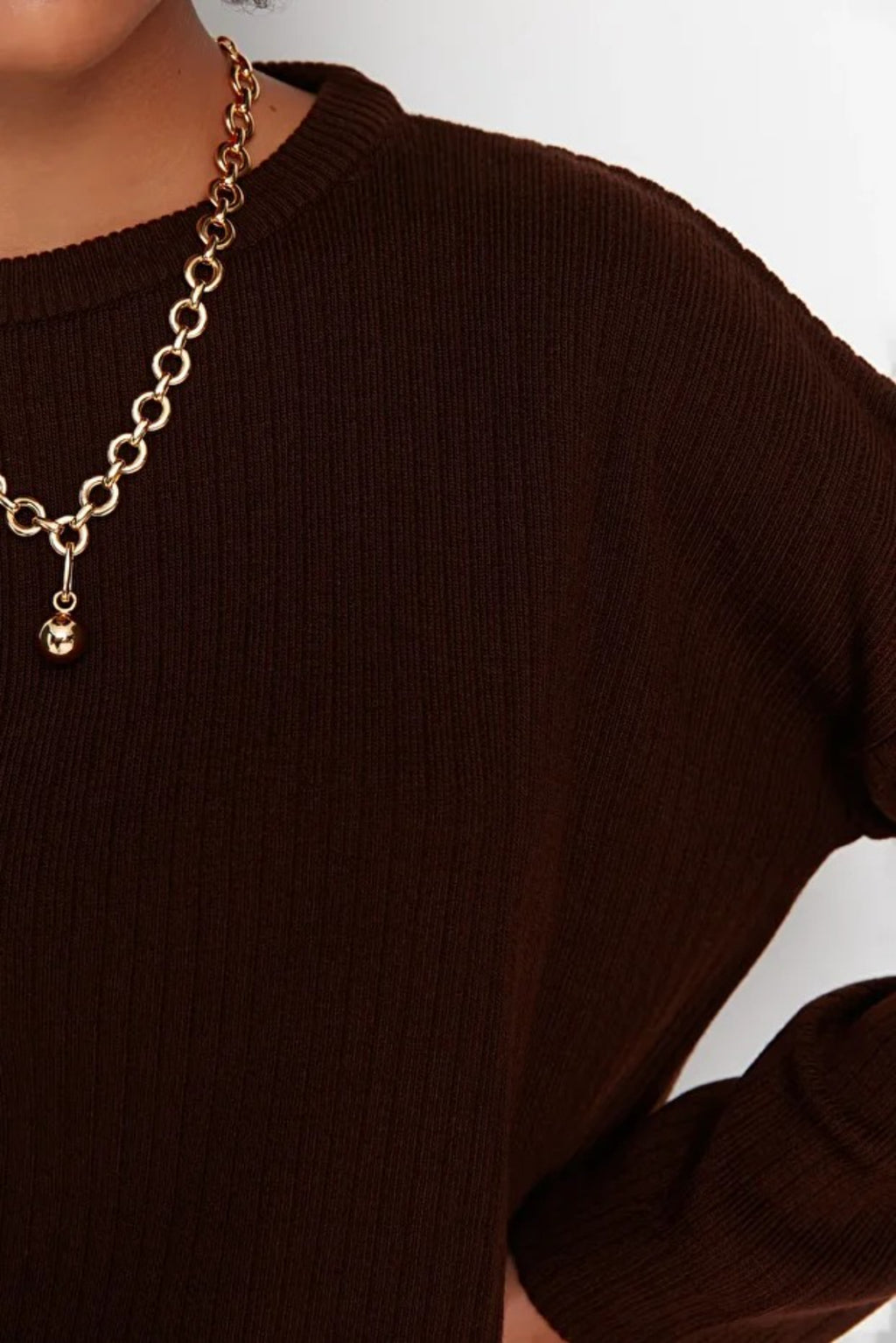 2-Piece Loose Fit Basic Ribbed Knit Top & Pants Set