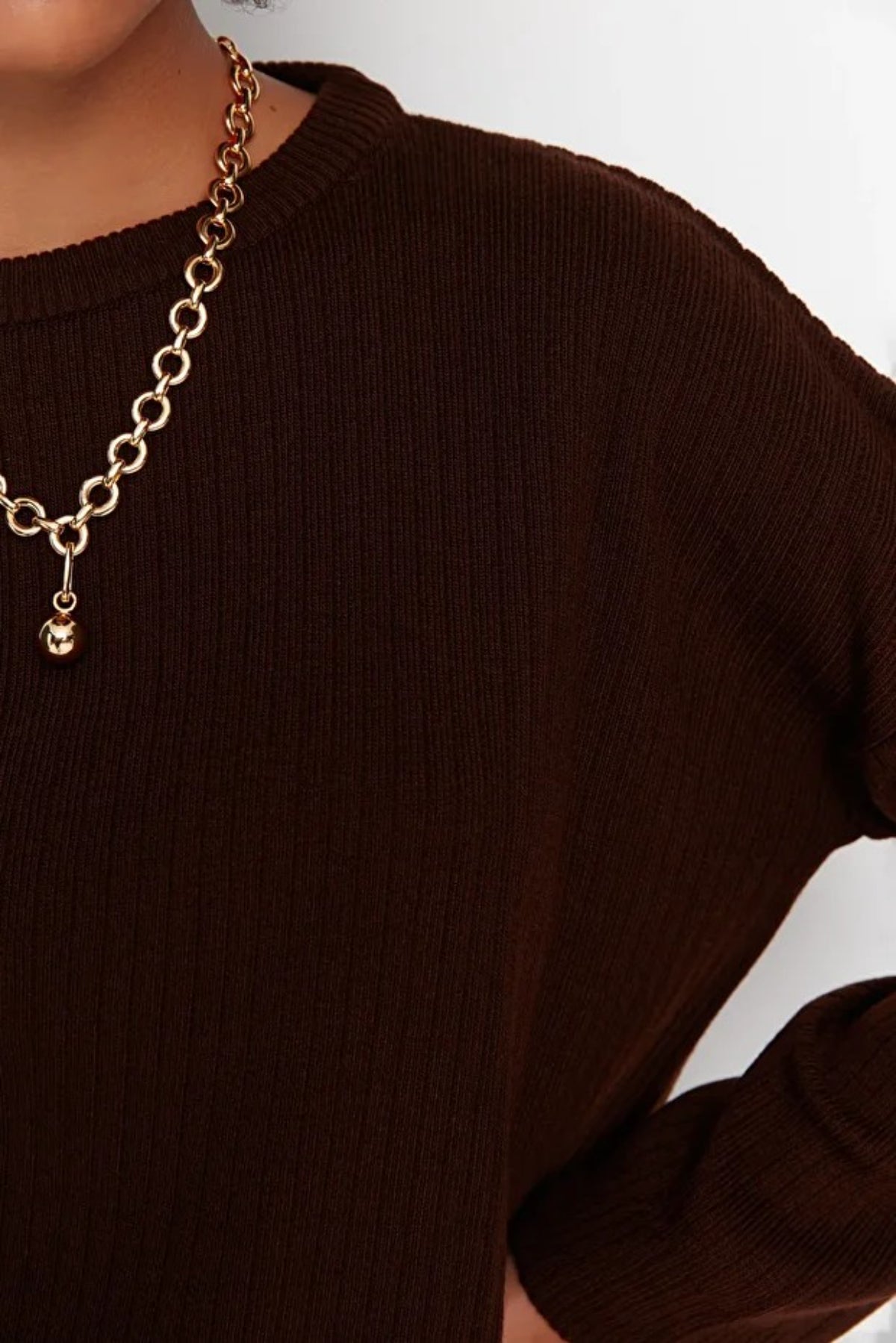 2-Piece Loose Fit Basic Ribbed Knit Top & Pants Set