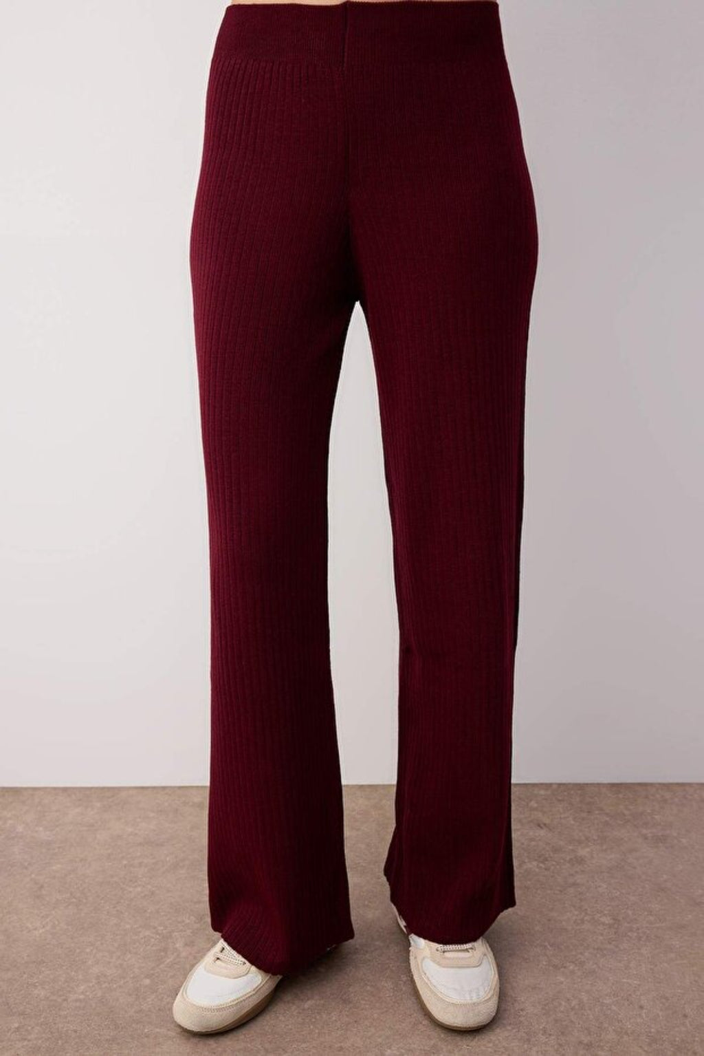2-Piece Loose Fit Basic Ribbed Knit Top & Pants Set