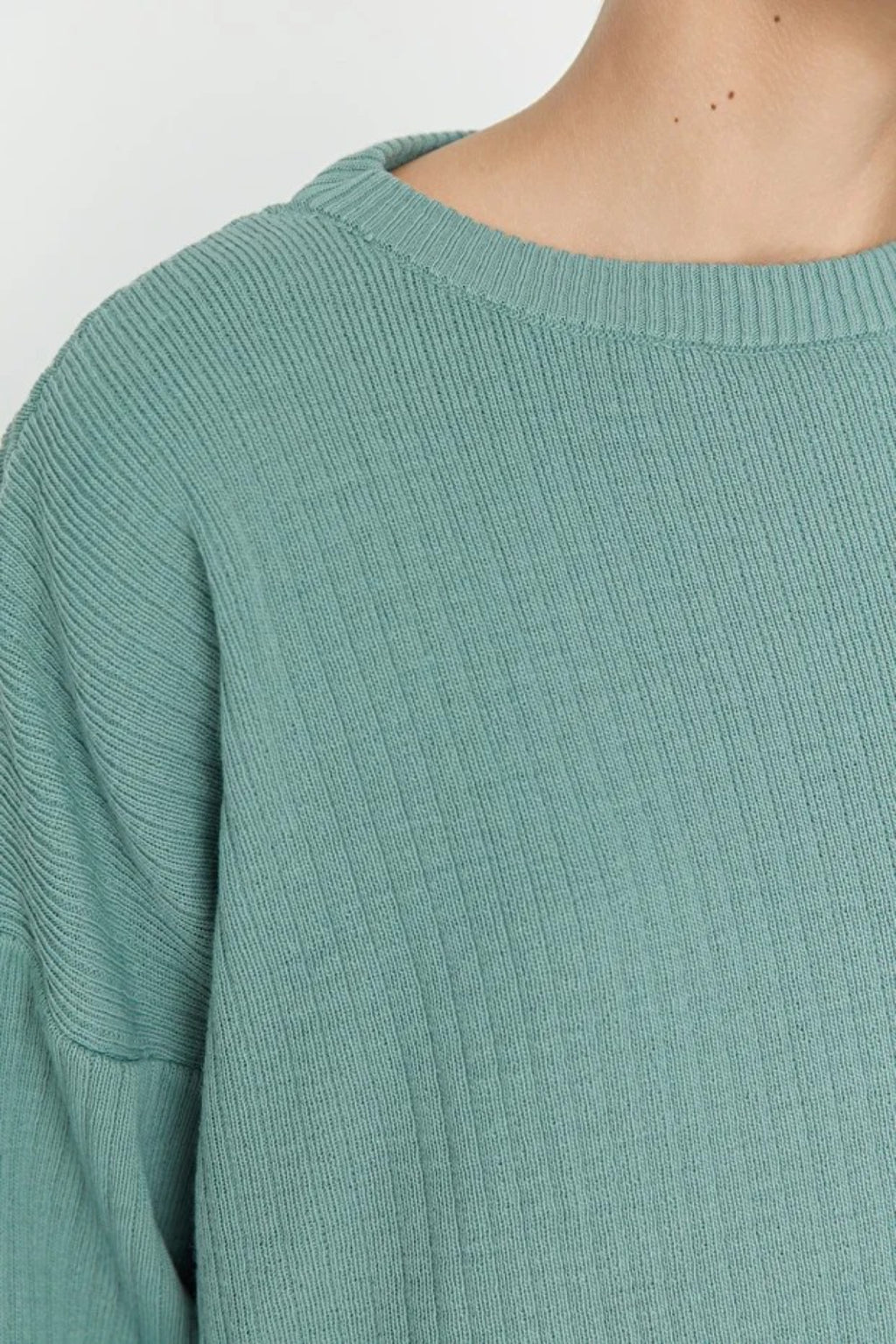 2-Piece Loose Fit Basic Ribbed Knit Top & Pants Set