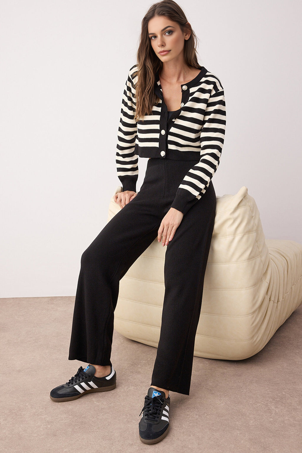 2-Piece Crop Knit Top & Pants Set