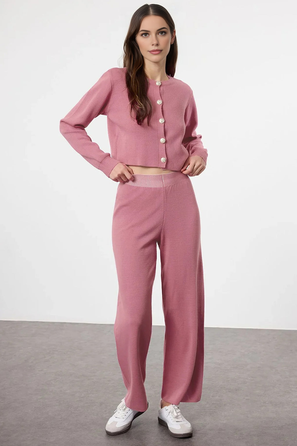 2-Piece Crop Knit Top & Pants Set