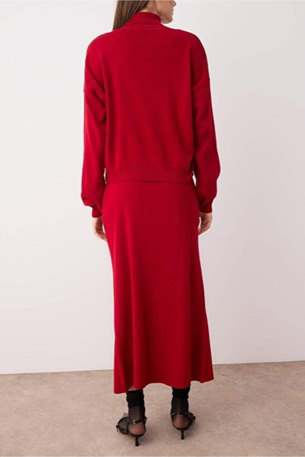 2-Piece Knit Turtleneck Sweater & Skirt Set