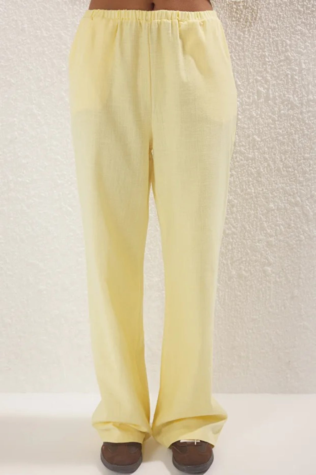 2-Piece Tie-Front Linen-Look Blouse & Wide Leg Woven Pants Set