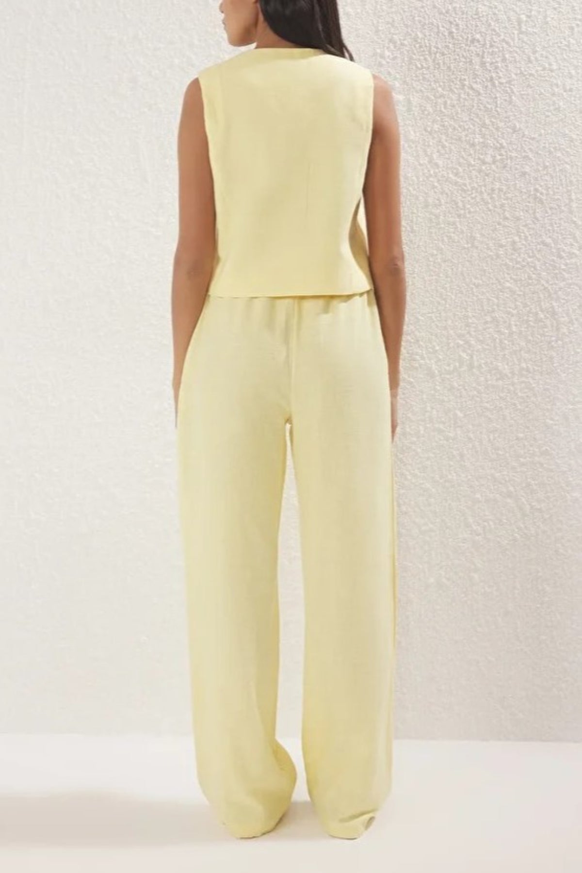 2-Piece Tie-Front Linen-Look Blouse & Wide Leg Woven Pants Set