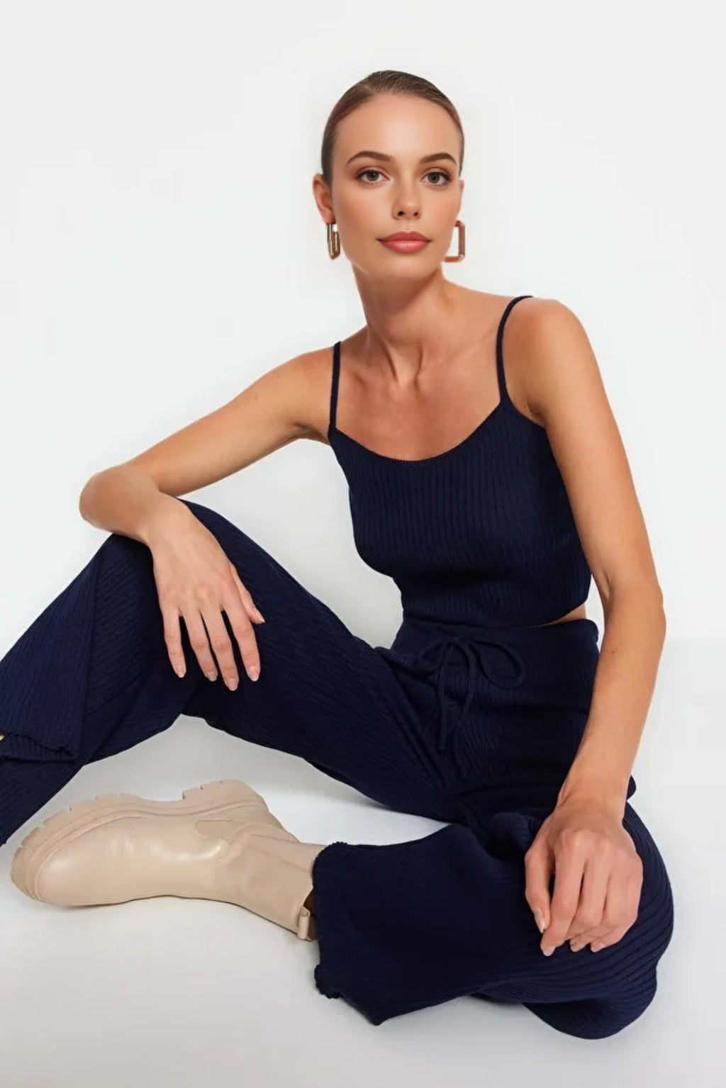 3-Piece Knit Cardigan, Top & Pants Set