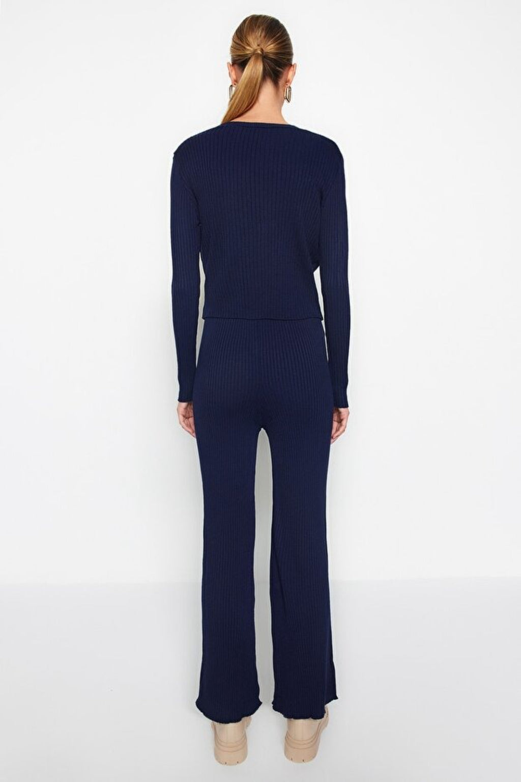 3-Piece Knit Cardigan, Top & Pants Set