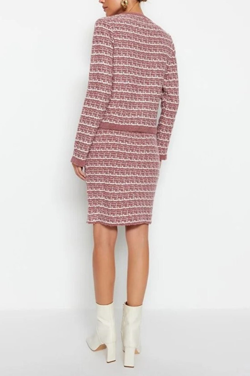 2-Piece Soft Texture Knit Cardigan & Skirt Set