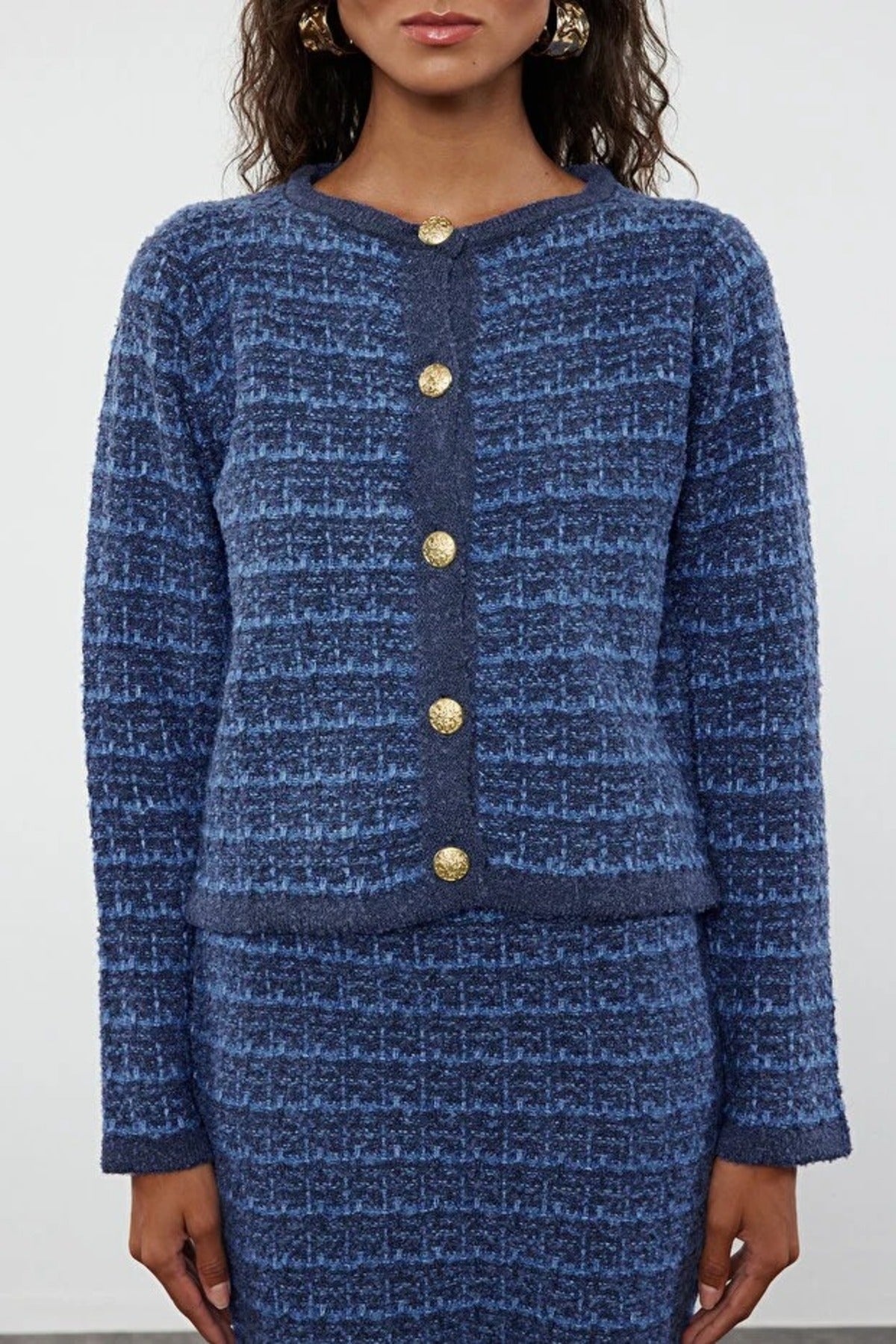 2-Piece Soft Texture Knit Cardigan & Skirt Set