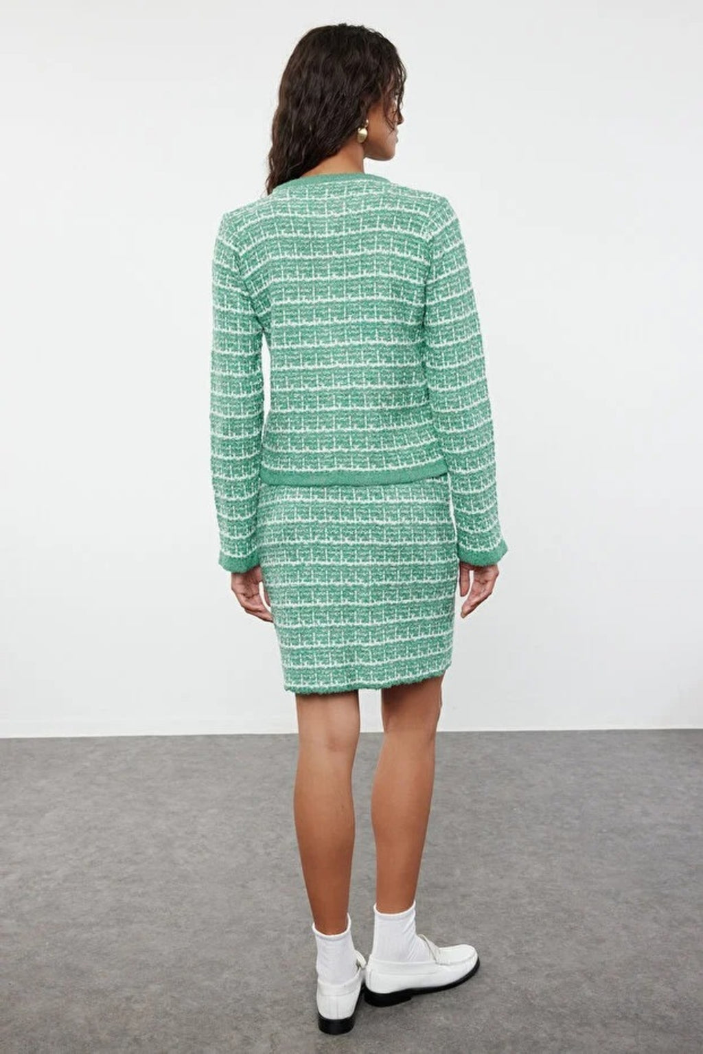 2-Piece Soft Texture Knit Cardigan & Skirt Set