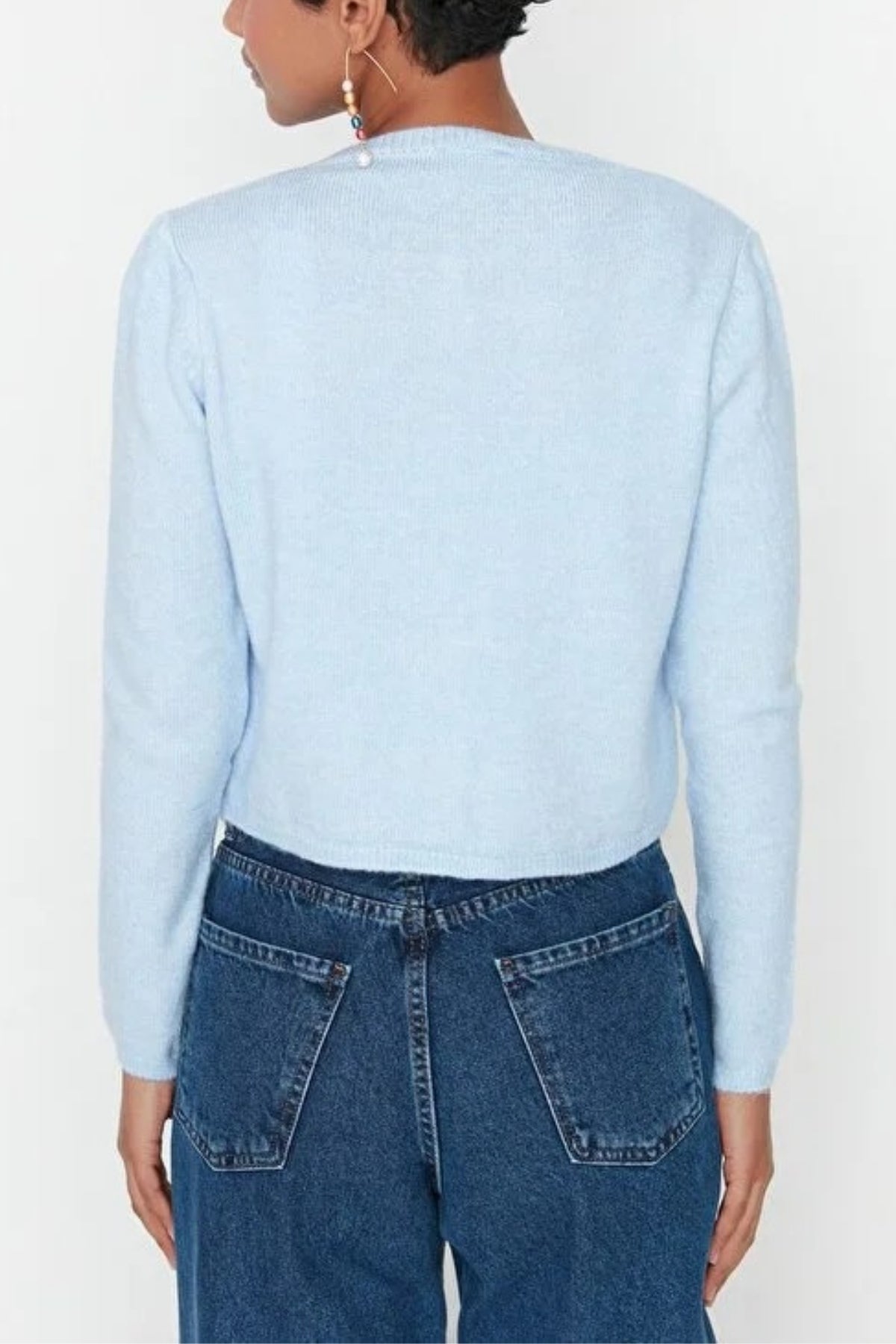 2-Piece Crop Soft-Textured Knit Blouse-Cardigan Set