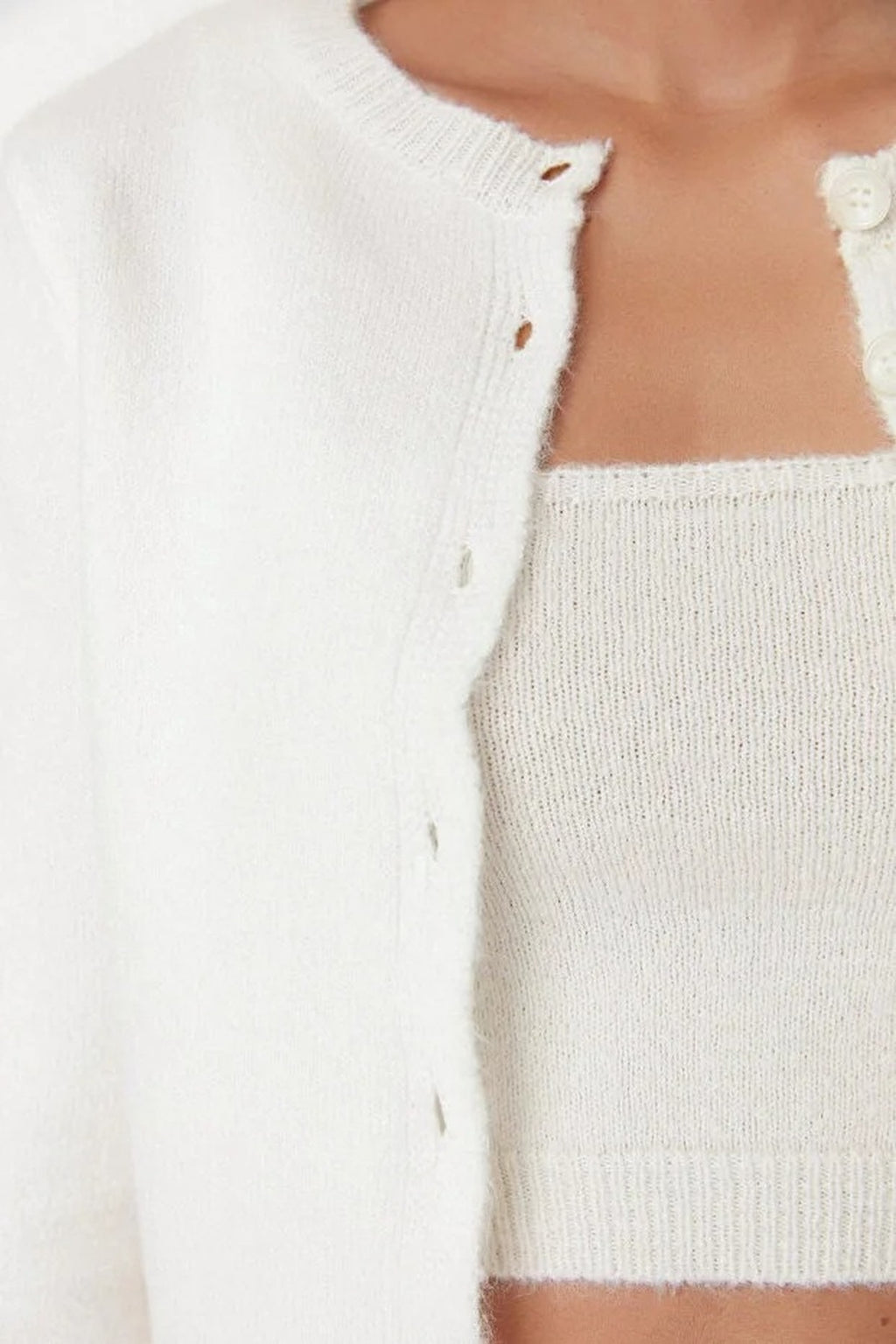 2-Piece Crop Soft-Textured Knit Blouse-Cardigan Set