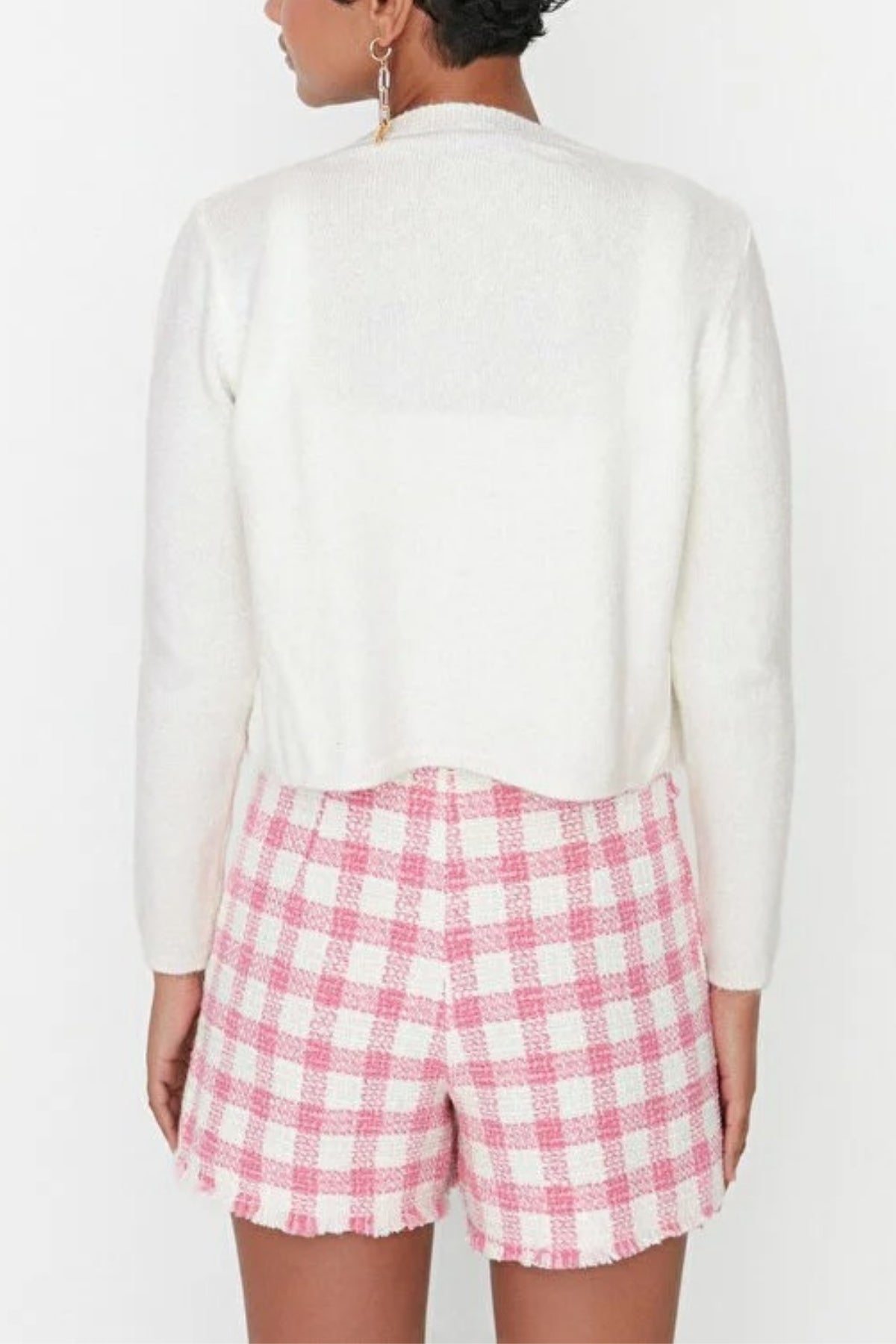 2-Piece Crop Soft-Textured Knit Blouse-Cardigan Set