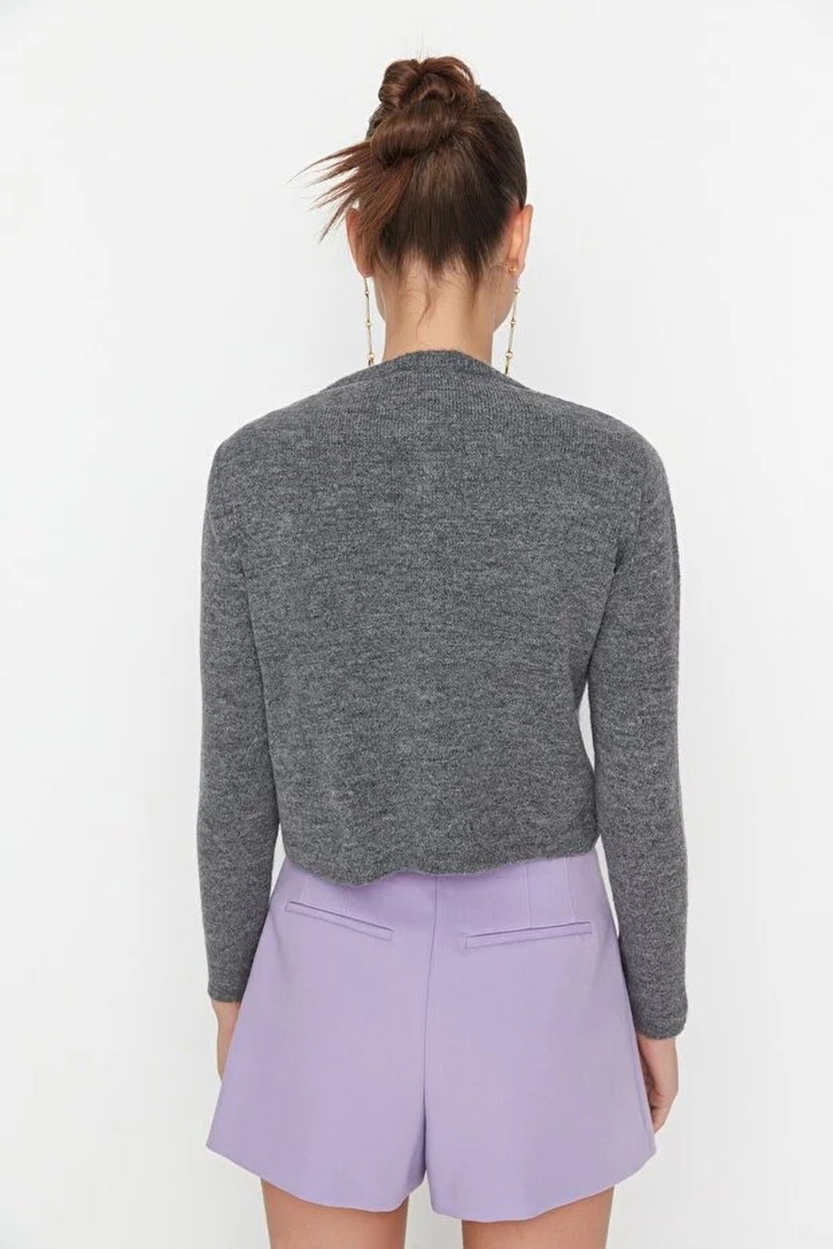 2-Piece Crop Soft-Textured Knit Blouse-Cardigan Set