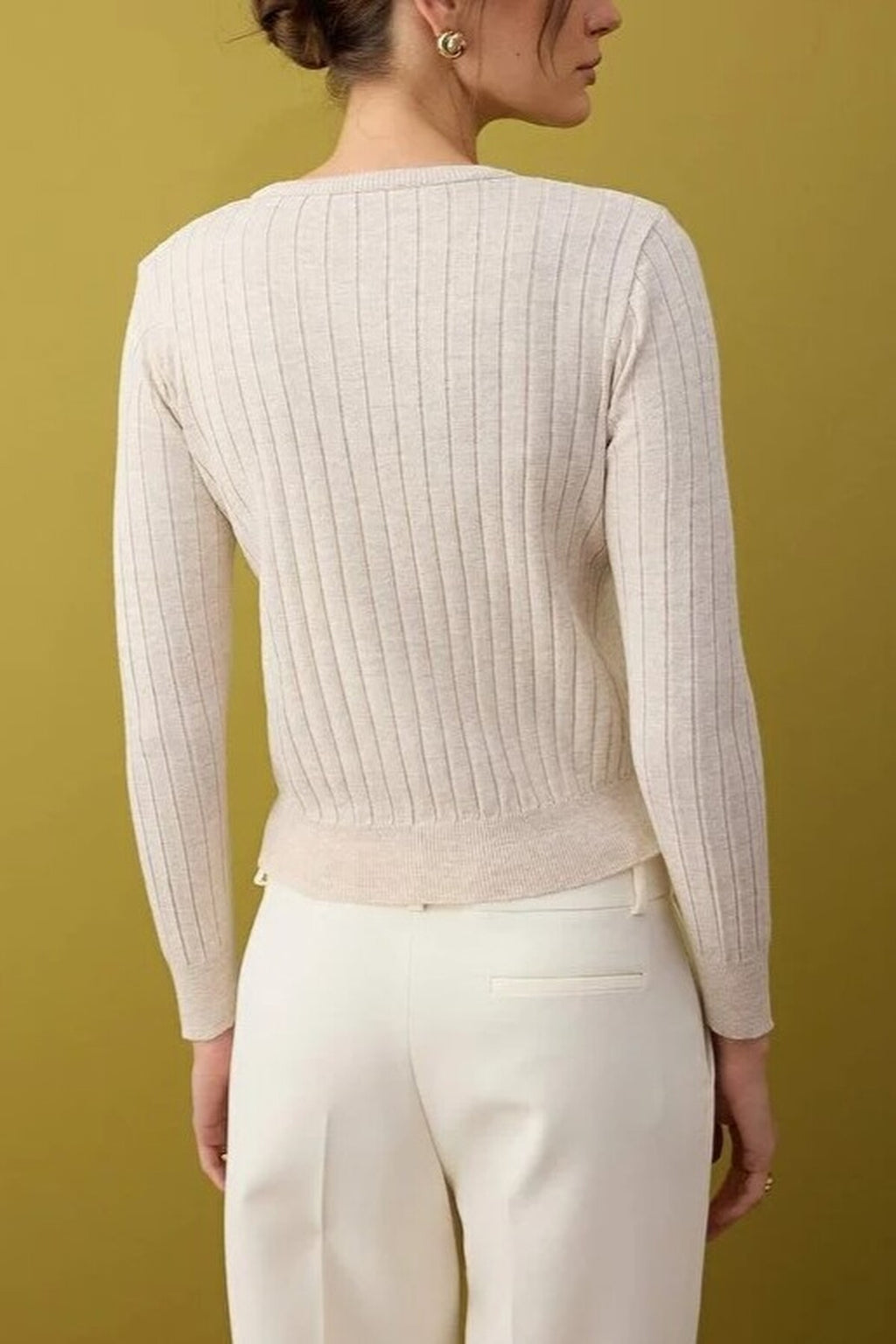 2-Piece Basic Knit Cardigan-Blouse Set