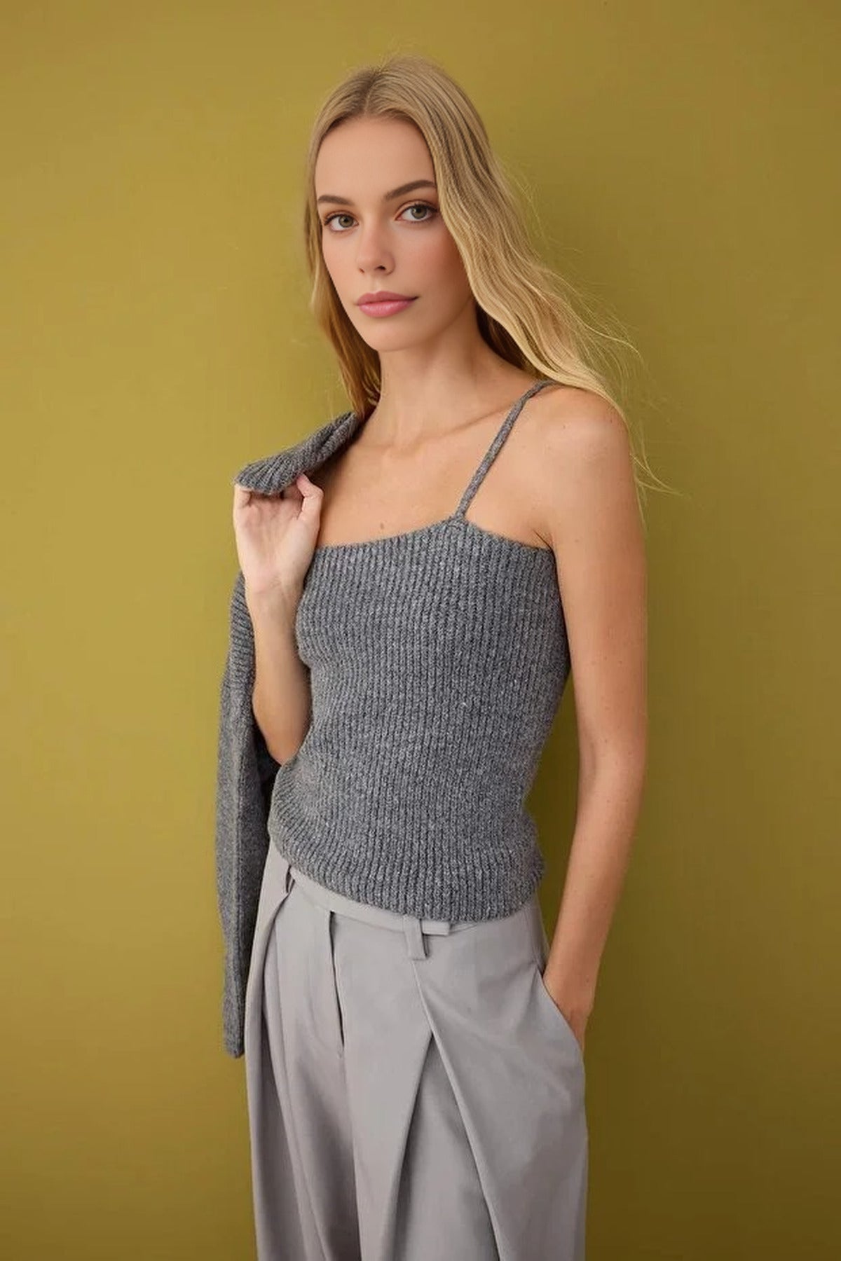 2-Piece Knit Soft-Textured Blouse-Cardigan Set