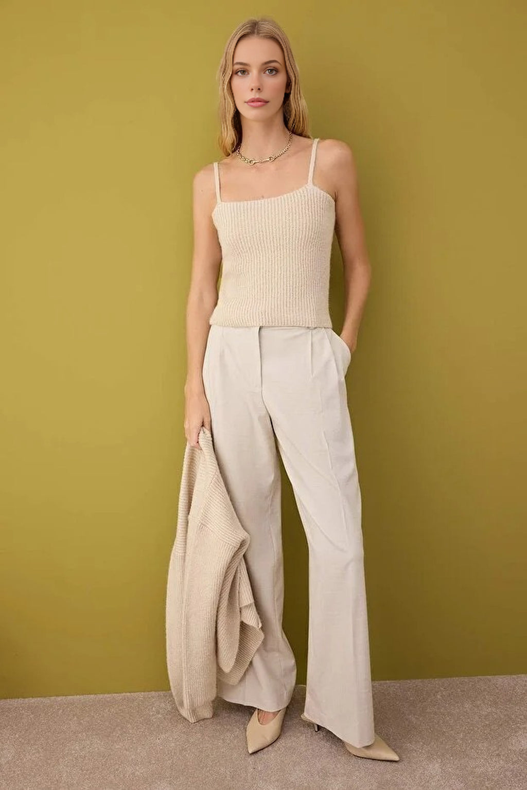 2-Piece Knit Soft-Textured Blouse-Cardigan Set