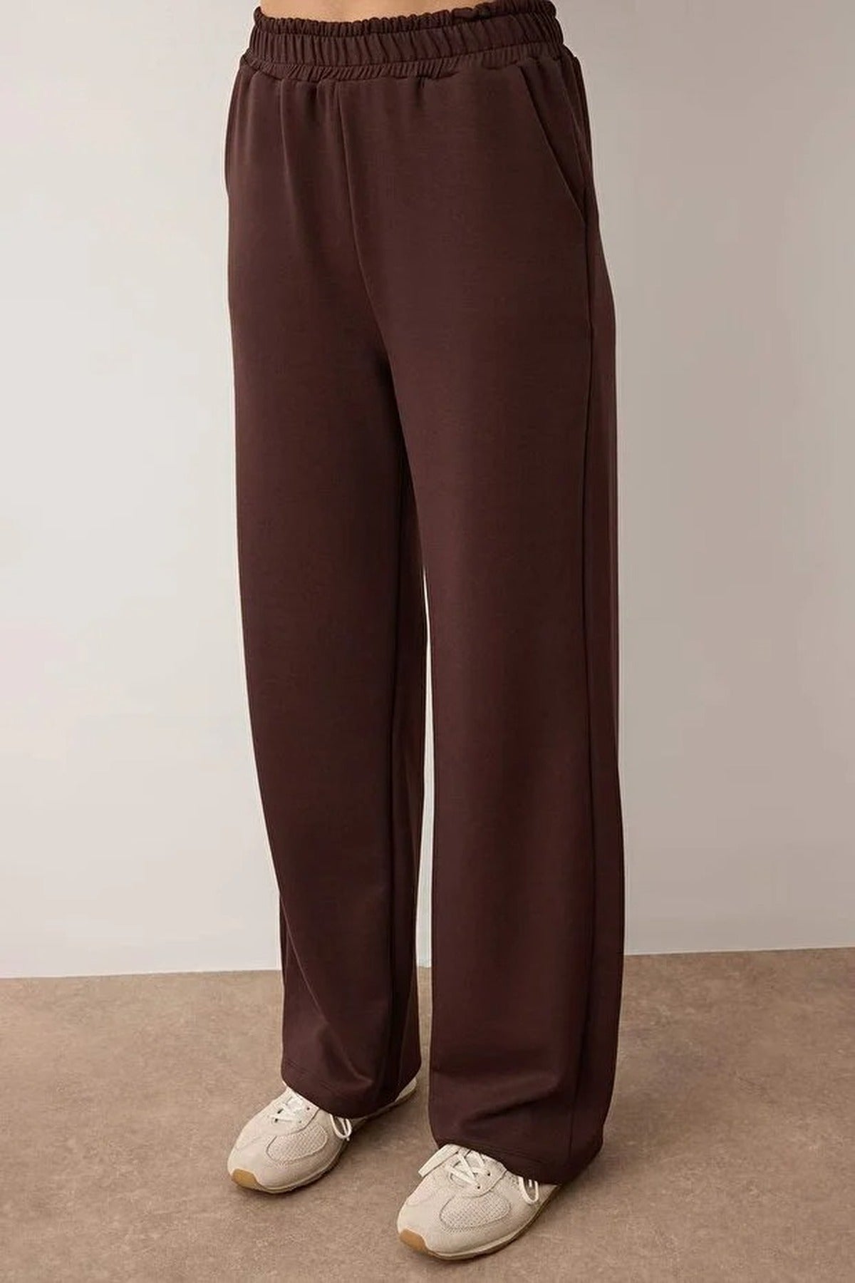 2-Piece Polo Collar Color Block Woven Garnished Knit Bottom - Top Set